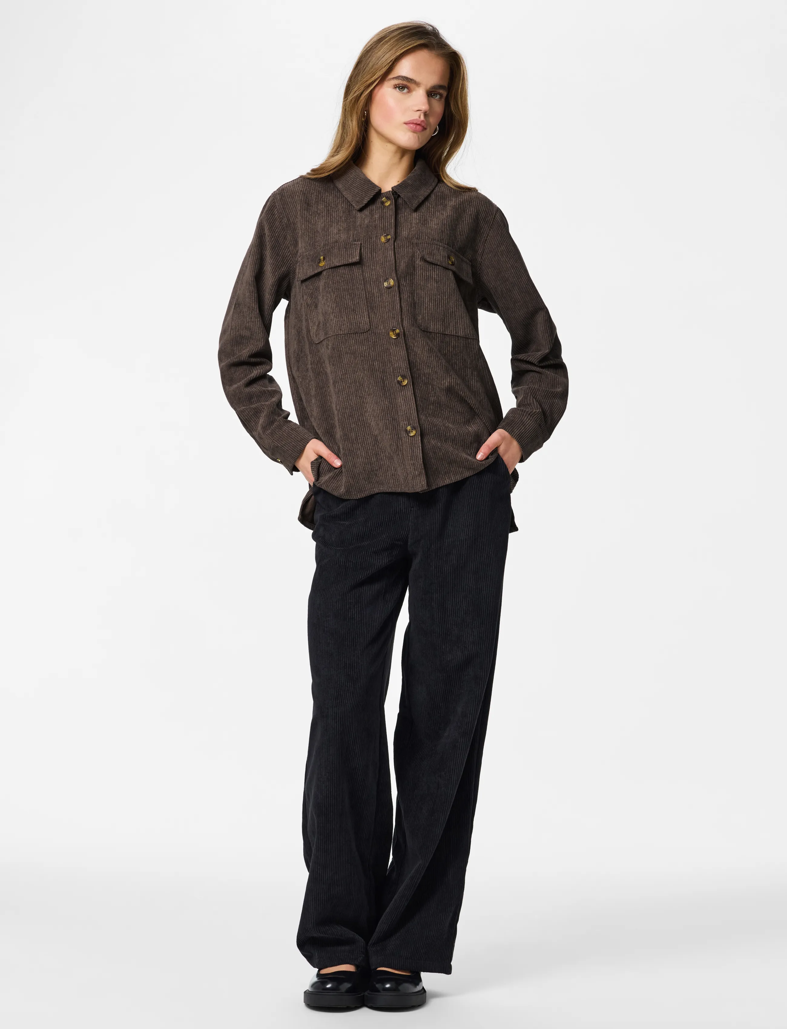 Pieces - PCEFFI LS  CORDUROY SHIRT WVN NOOS BC - overshirts - hot fudge - 4