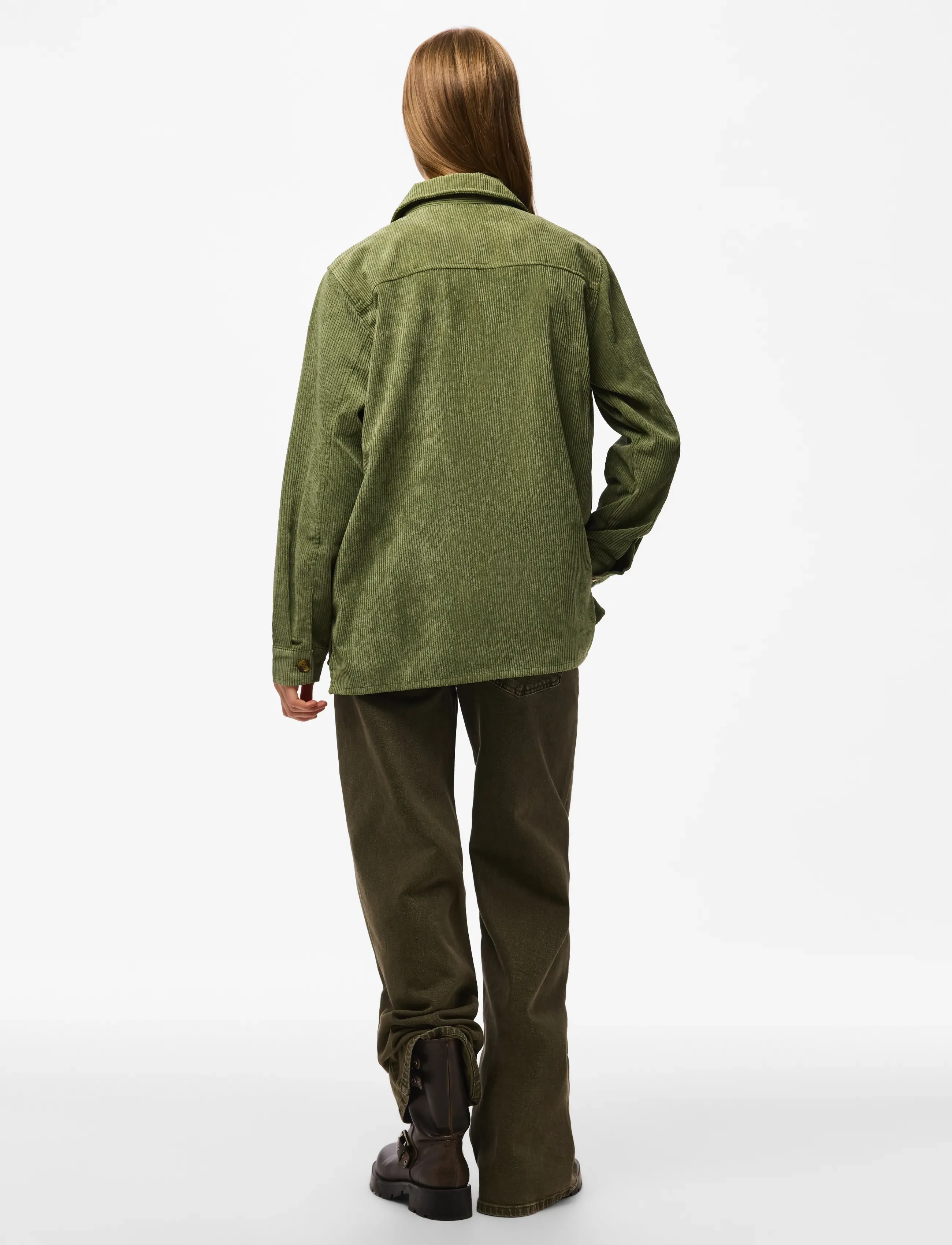 Pieces - PCEFFI LS  CORDUROY SHIRT WVN NOOS BC - overshirts - olivine - 3