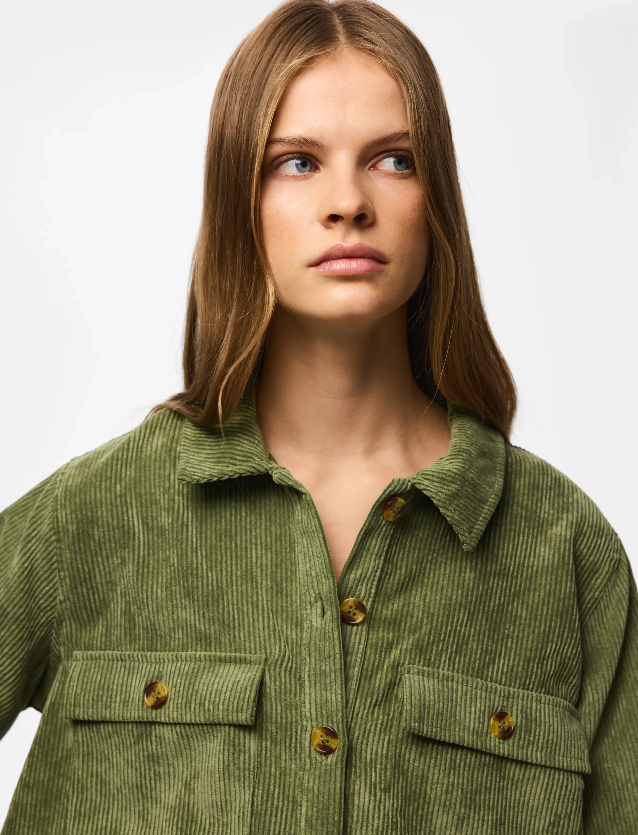 Pieces - PCEFFI LS  CORDUROY SHIRT WVN NOOS BC - overshirts - olivine - 5