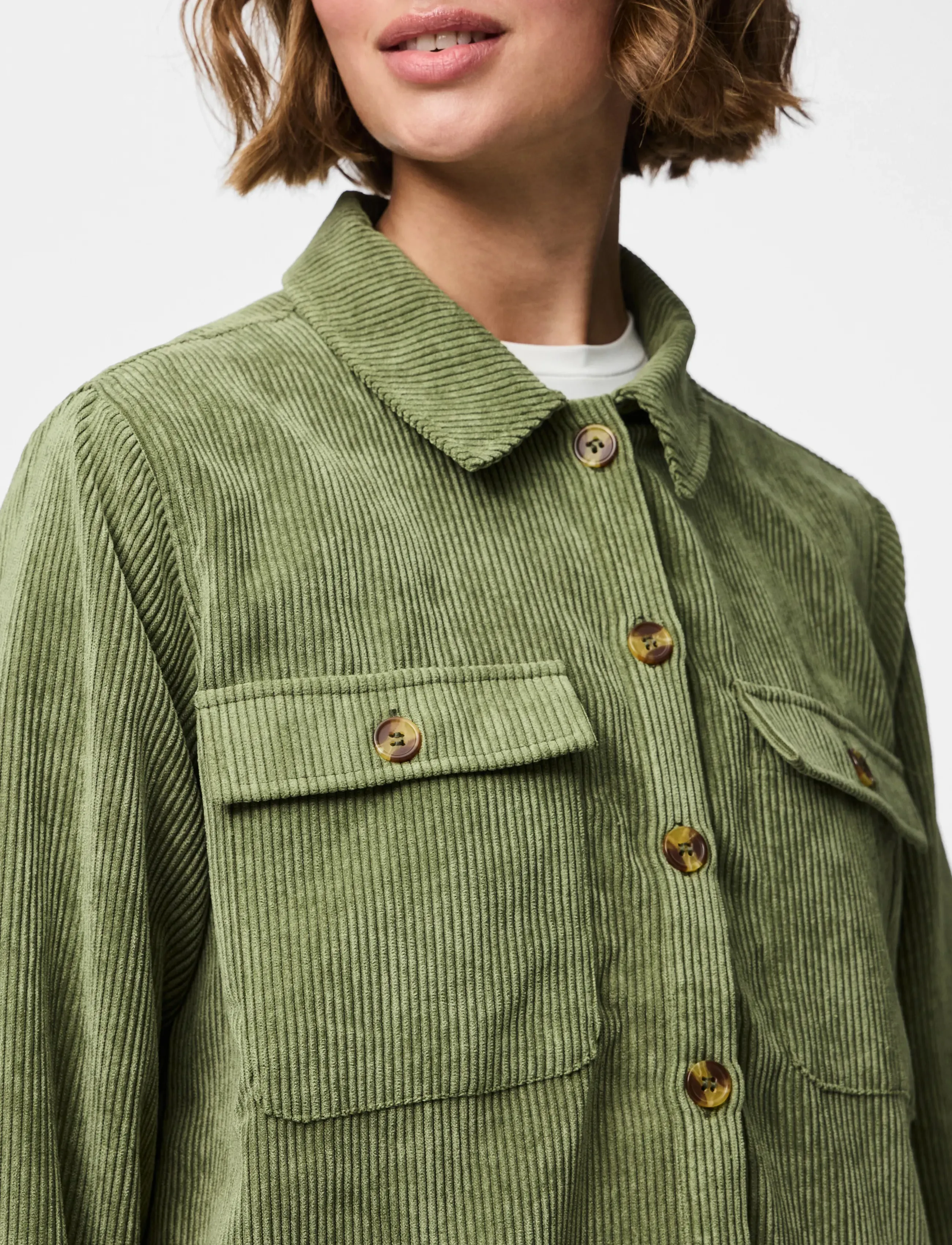 Pieces - PCEFFI LS  CORDUROY SHIRT WVN NOOS BC - overshirts - olivine - 5