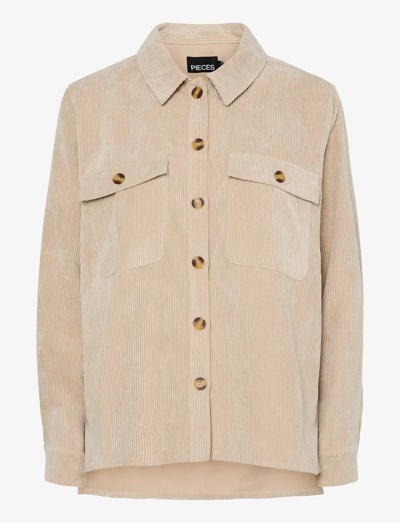 Pieces - PCEFFI LS  CORDUROY SHIRT WVN NOOS BC - overshirts - white pepper - 1