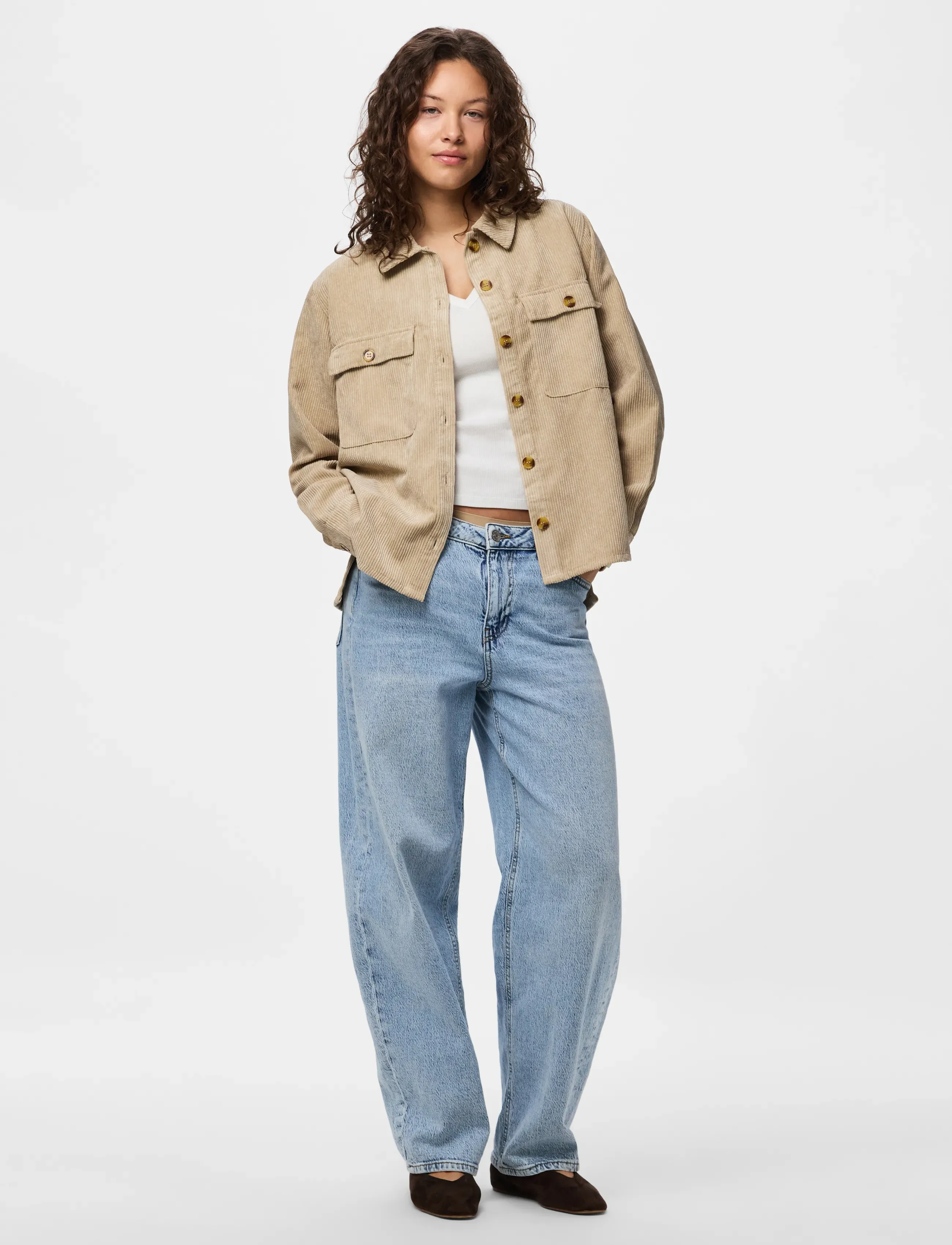 Pieces - PCEFFI LS  CORDUROY SHIRT WVN NOOS BC - overshirts - white pepper - 4