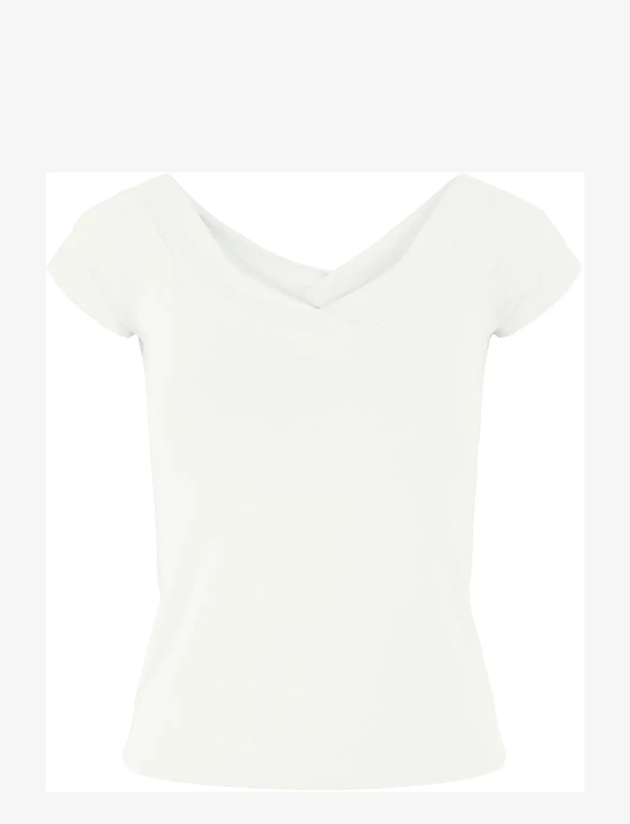 Pieces - PCMALIVA SS OFF SHOULDER V-NECK TOP NOOS - t-shirts - bright white - 1