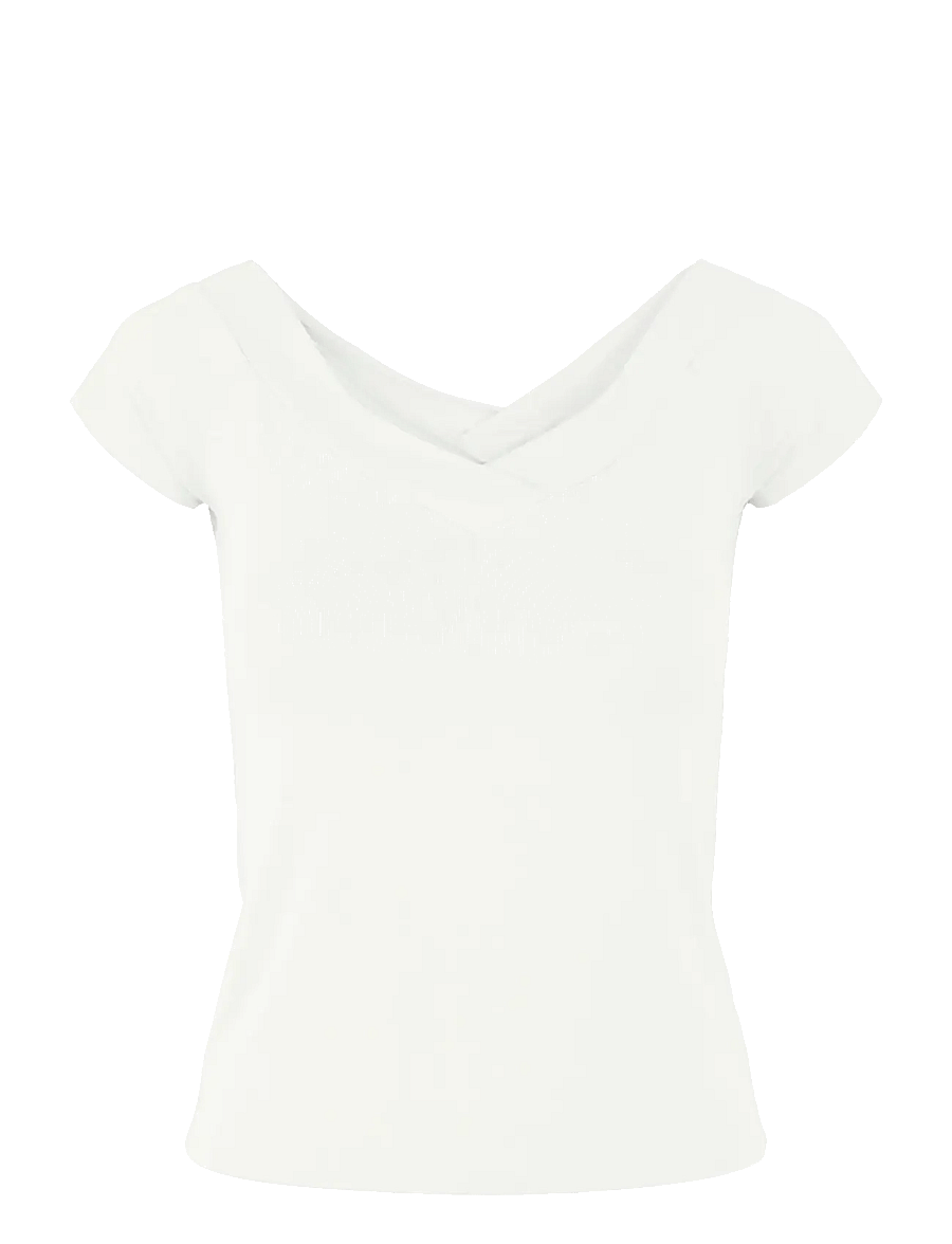 Pieces - PCMALIVA SS OFF SHOULDER V-NECK TOP NOOS - t-särgid - bright white - 1