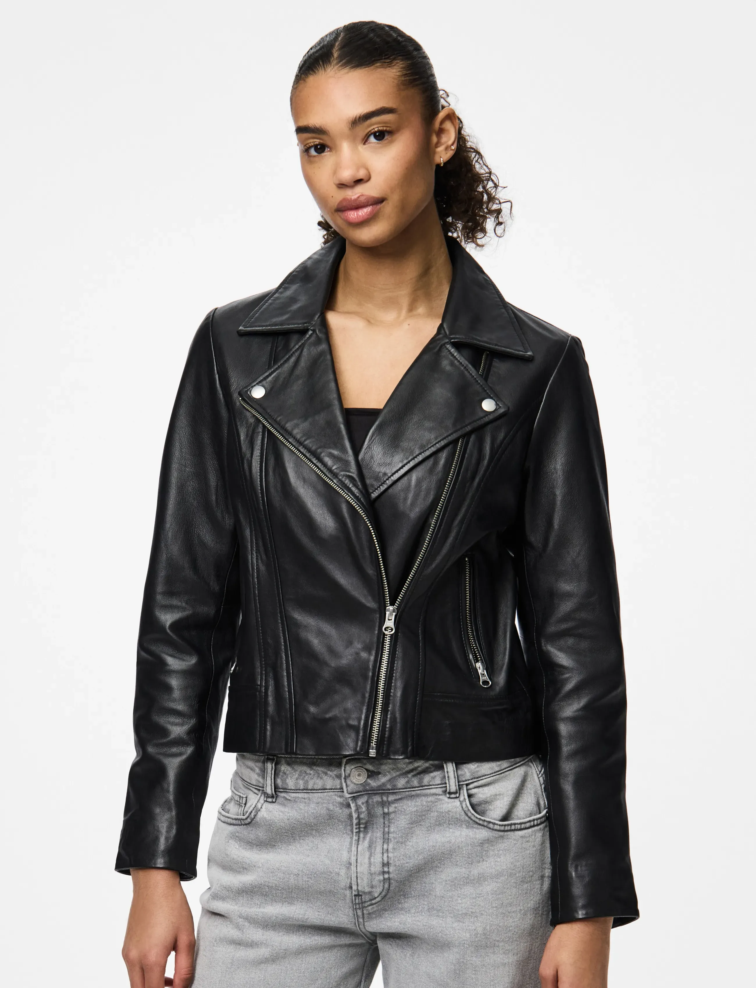 Pieces Pcsusse Leather Jacket Noos, M, Jackets, Schwarz - Leather, Frauen
