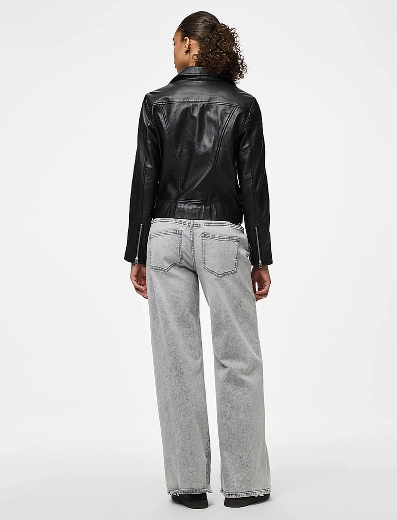 Pieces - PCSUSSE LEATHER JACKET NOOS - spring jackets - black - 3