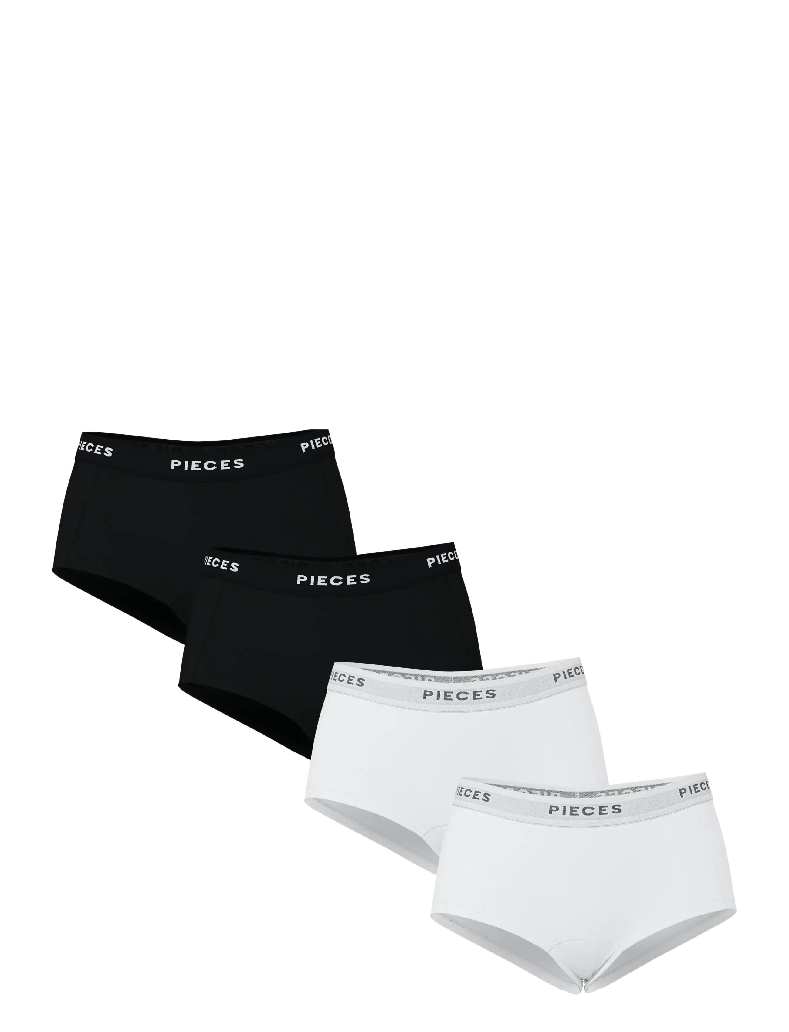 Pieces Pclogo Lady 4 Pack Solid Noos Bc, M, Black, Trusser > Hipster & Boyshorts, Dame
