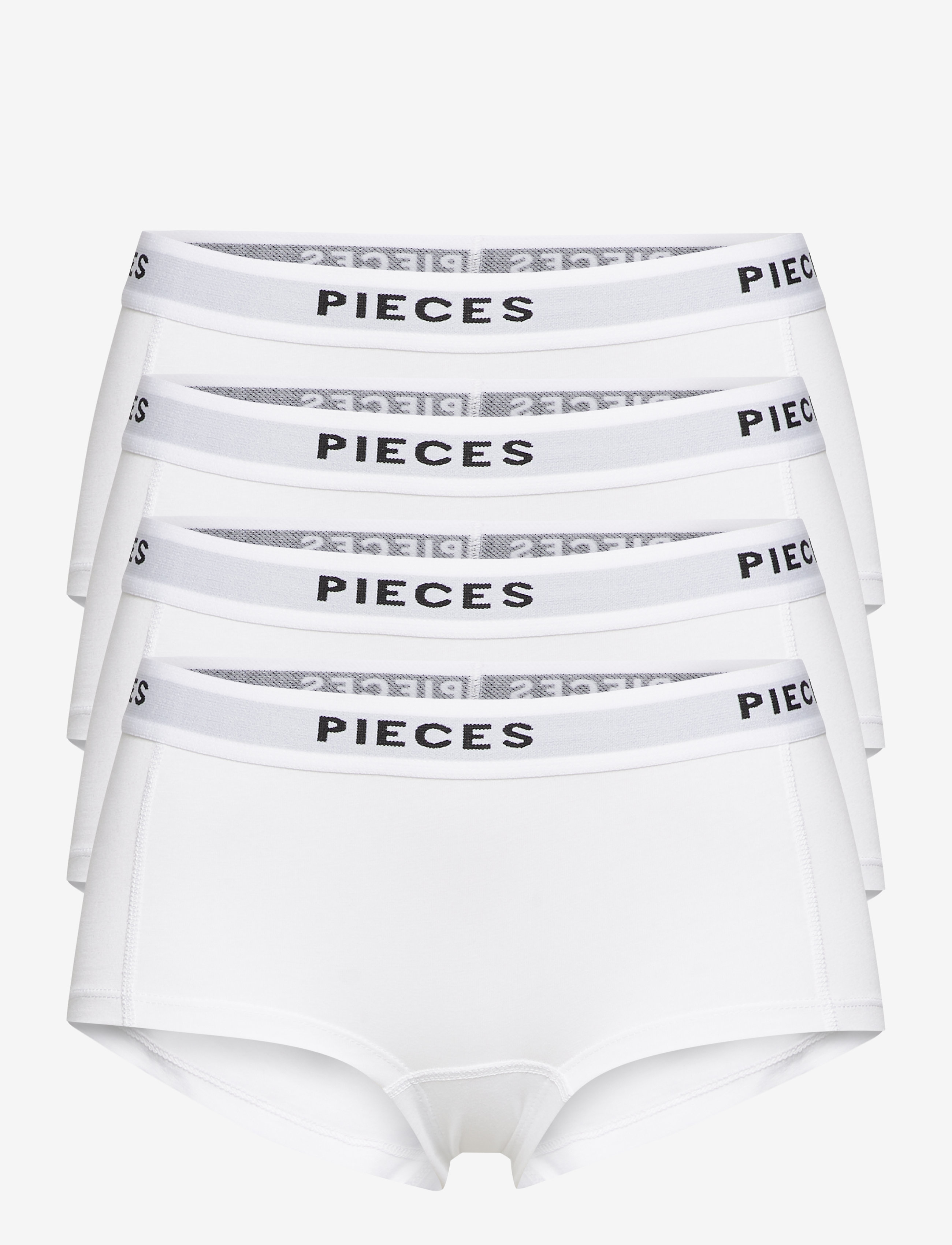 Pieces Pclogo Lady 4 Pack Solid Noos Bc, S, White, Trusser > Hipster & Boyshorts, Dame