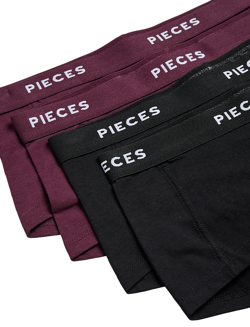 Pieces - PCLOGO LADY 4 PACK SOLID NOOS BC - hipster & boxershorts - winetasting - 0