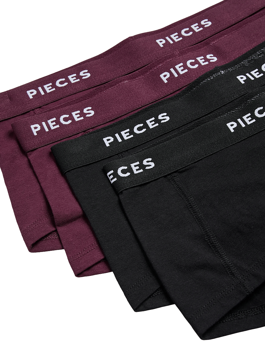 Pieces - PCLOGO LADY 4 PACK SOLID NOOS BC - hipster & boxershorts - winetasting - 0