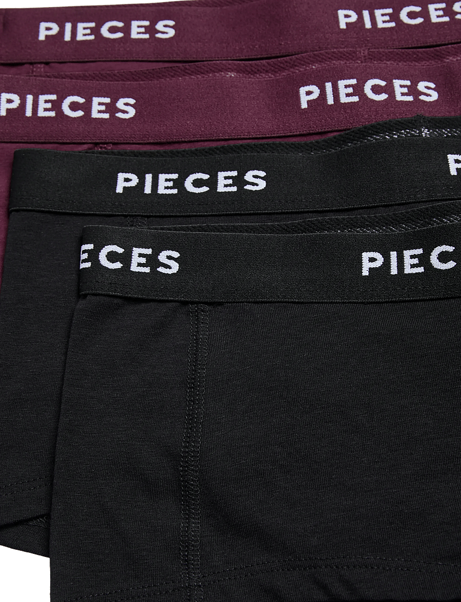 Pieces - PCLOGO LADY 4 PACK SOLID NOOS BC - hipster & boxershorts - winetasting - 3