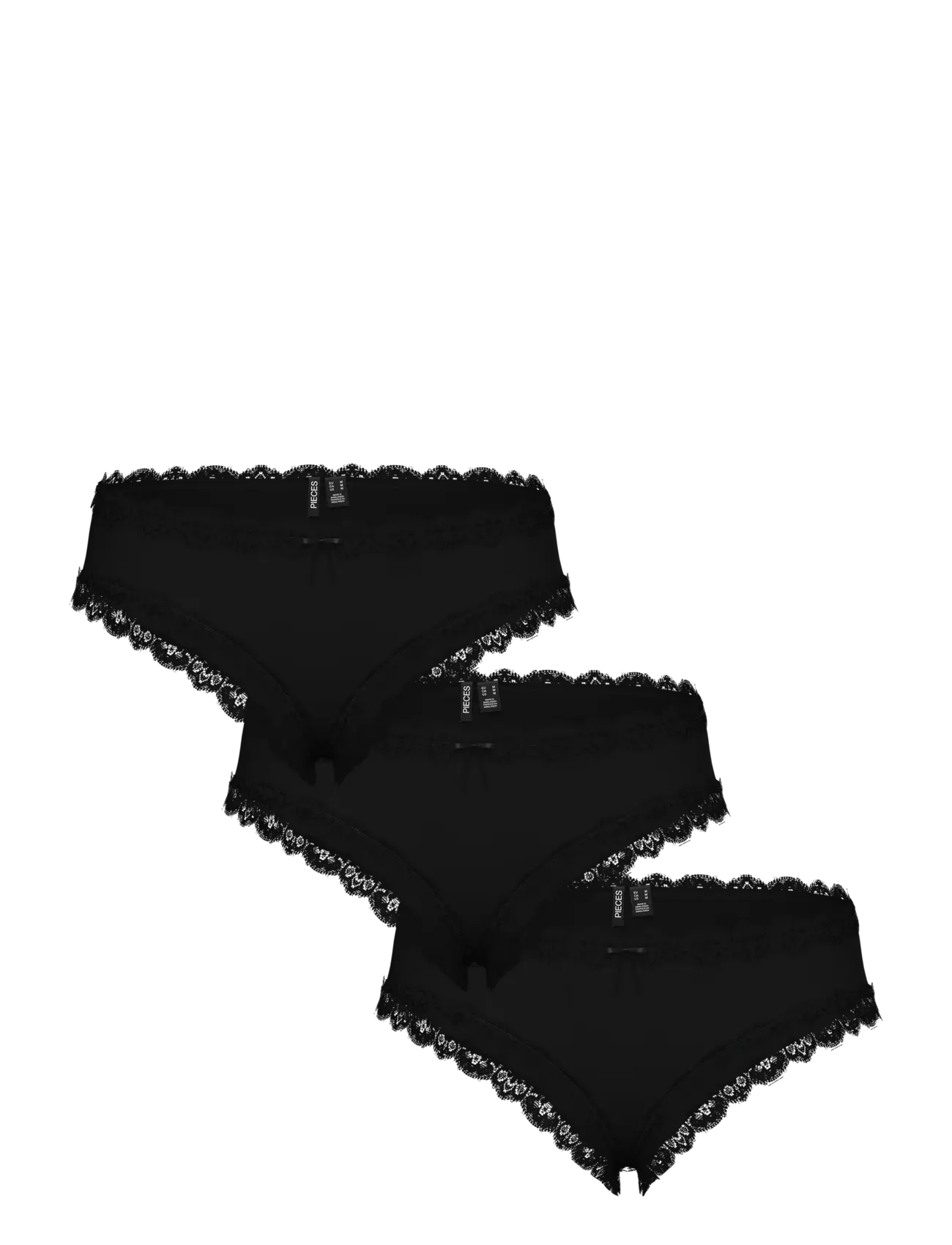 Pieces Pcnola Low Cut Hipster 3-Pack Noos, Kvinder, Lavtaljede Hipster Trusser, Sort, Str: XL