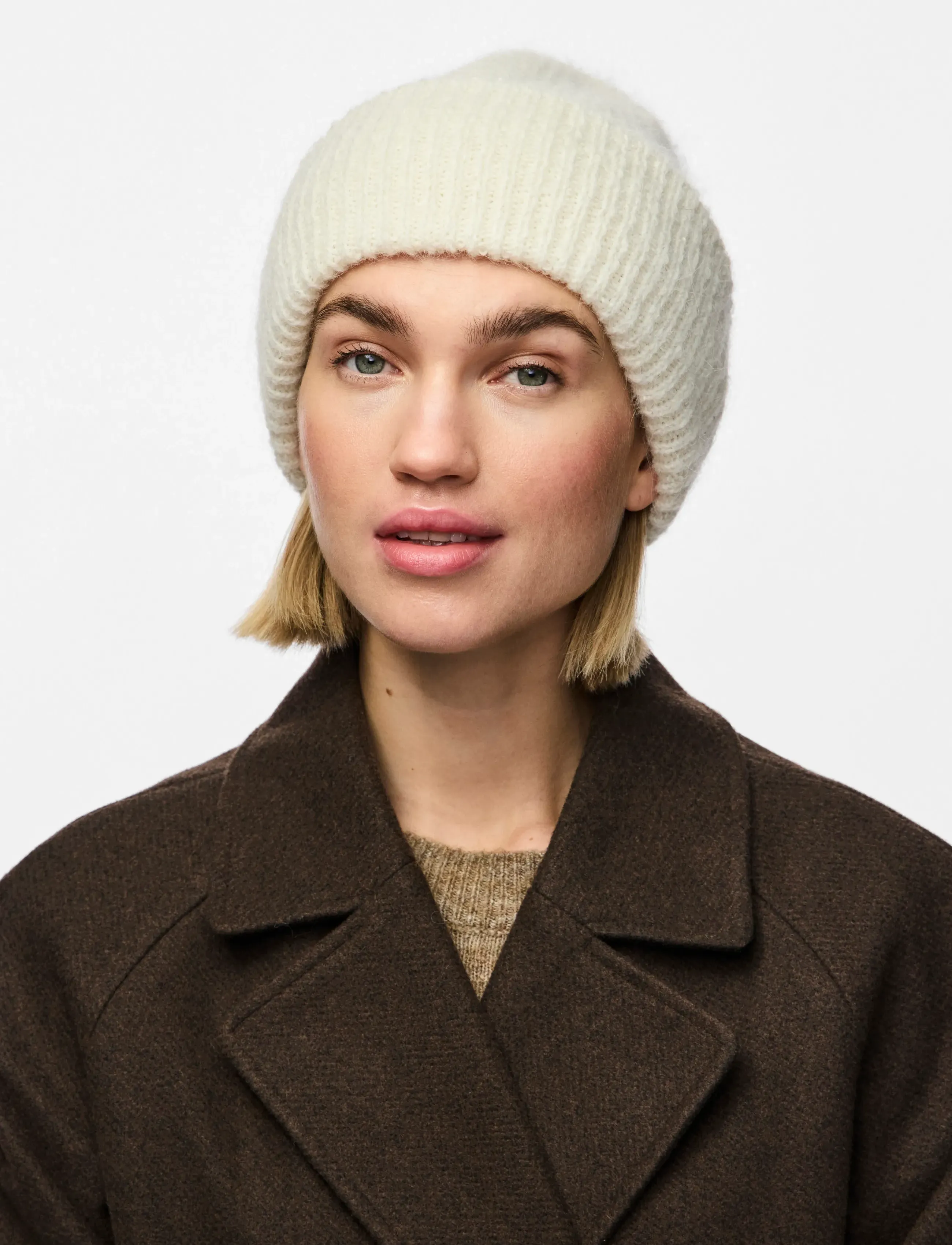 Pieces Pcbera Alpaca Wool Hood Noos, One Size, Headwear, Weiß - Beanies, Frauen