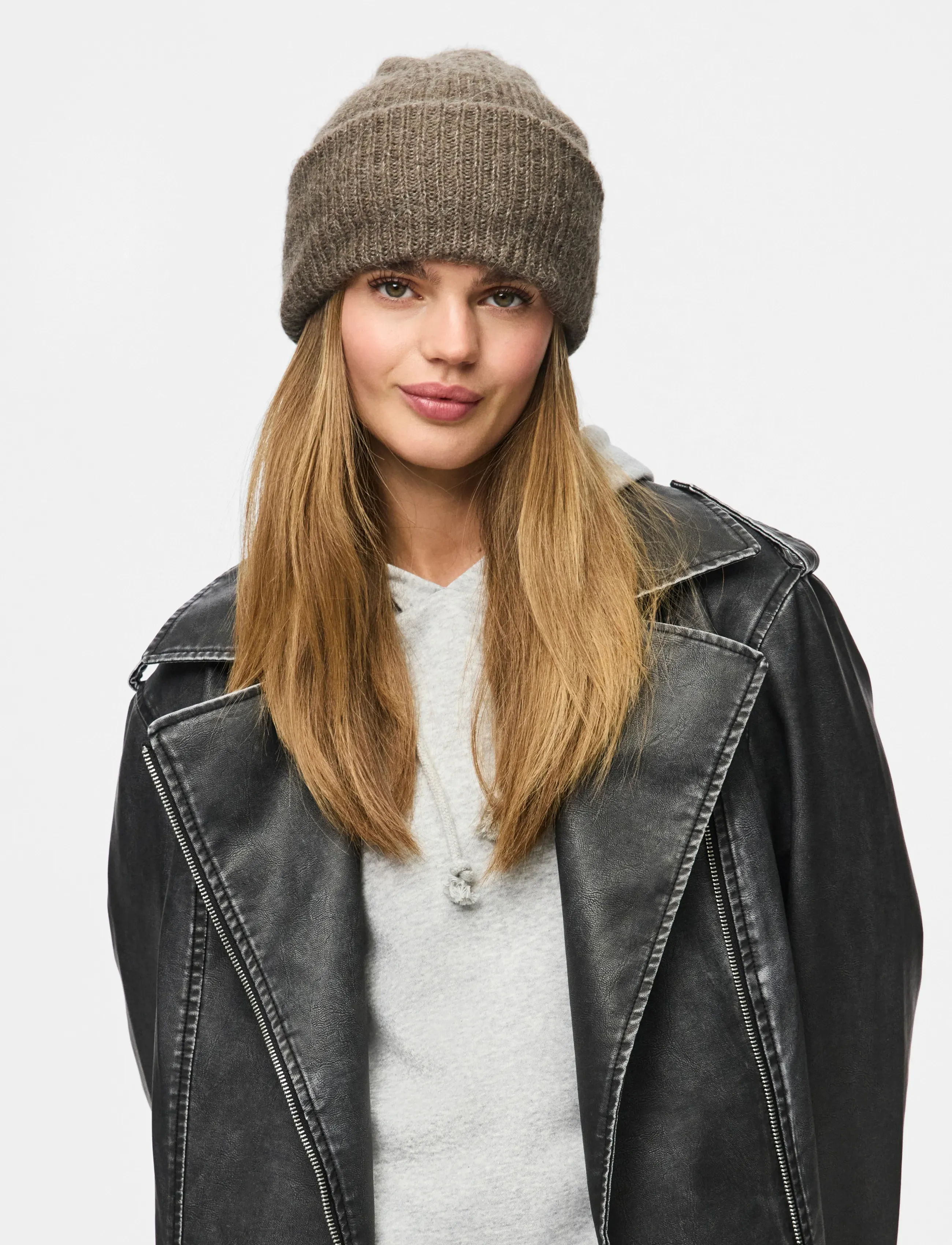 Pieces Pcbera Alpaca Wool Hood Noos, Kvinder, Strikket Hue, Brun, Str: ONE SIZE