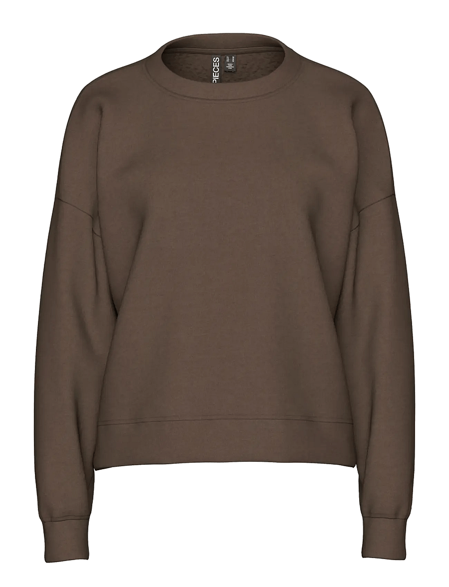 Pieces - PCCHILLI LS SWEAT NOOS BC - dressipluusid - hot fudge - 1