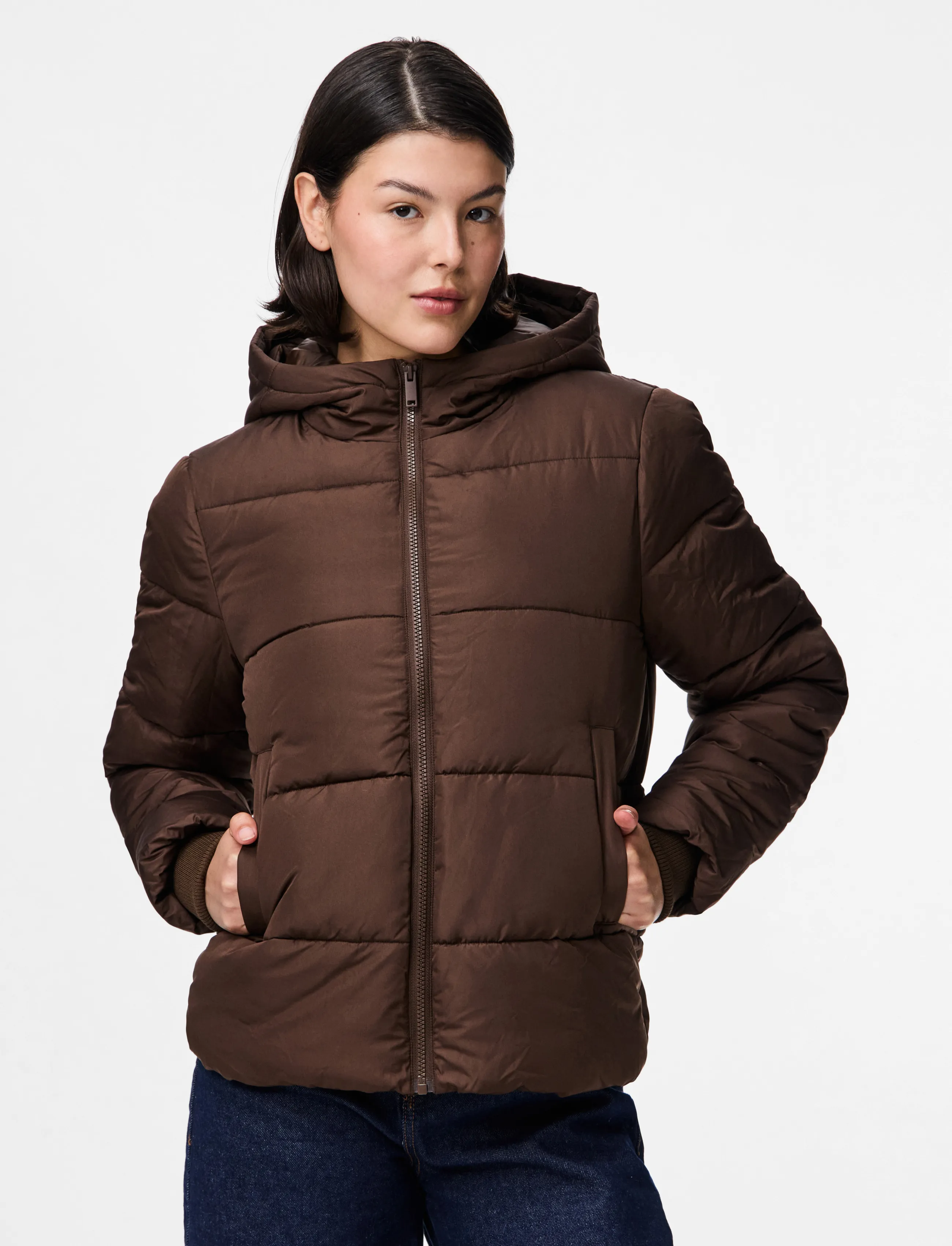 Pieces PCBEE NEW SHORT PUFFER JACKET NOOS BC - Farben der Saison - HOT FUDGE / brown