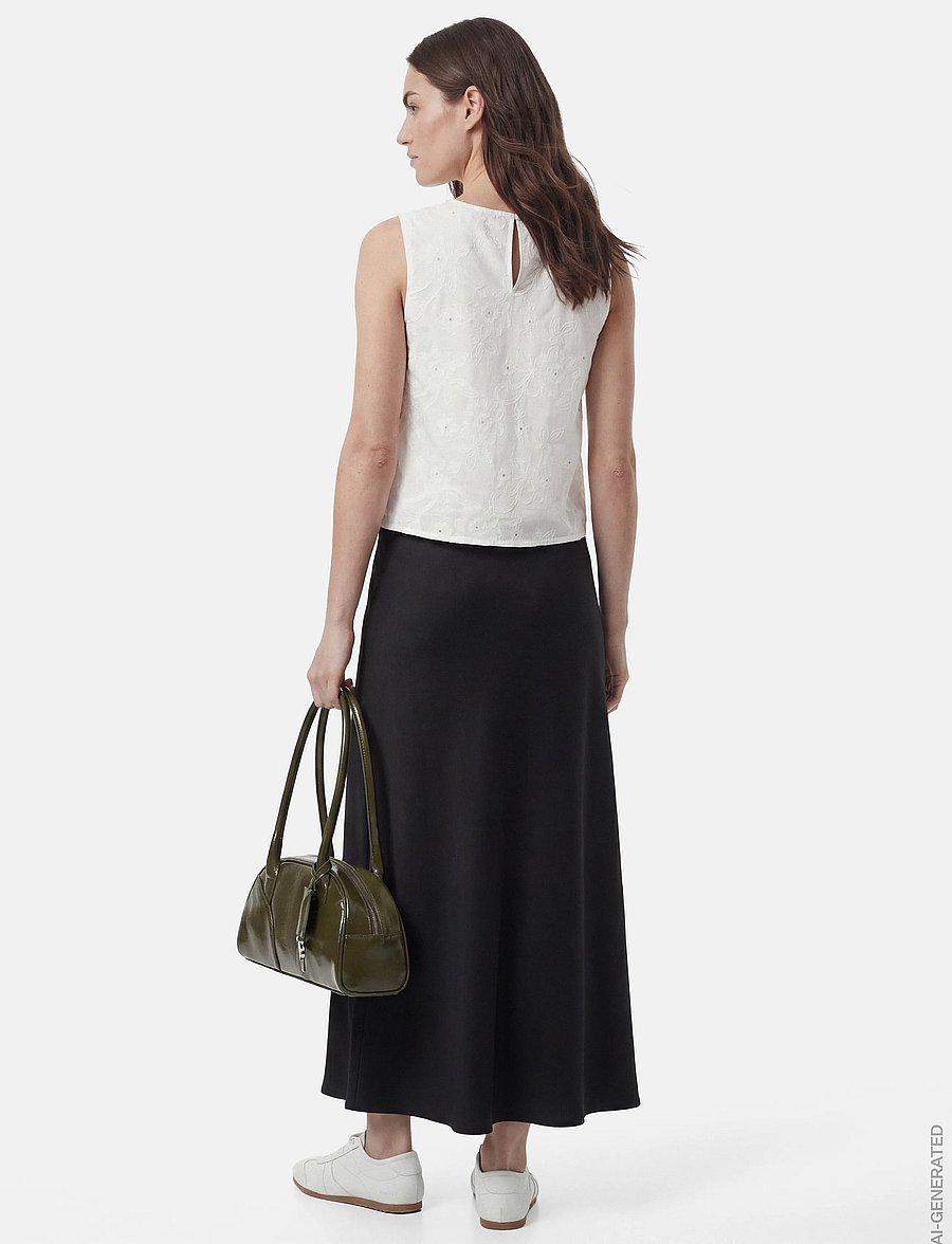 Pieces - PCFRANAN HW ANKLE SKIRT WVN NOOS BC - maxikjolar - black - 3