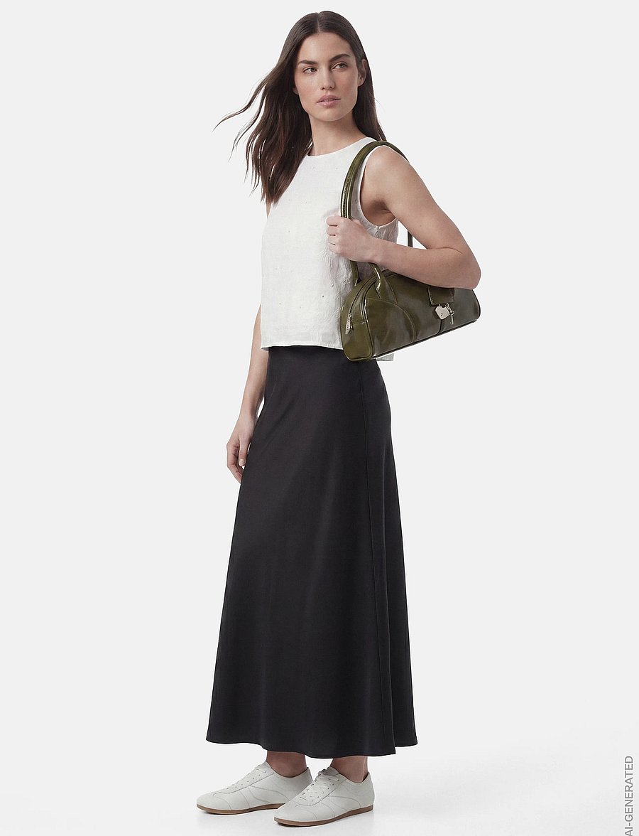 Pieces - PCFRANAN HW ANKLE SKIRT WVN NOOS BC - maxikjolar - black - 4
