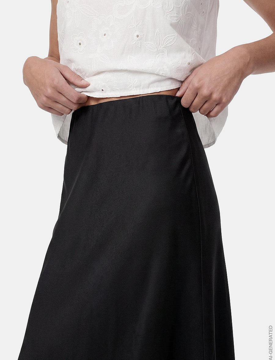 Pieces - PCFRANAN HW ANKLE SKIRT WVN NOOS BC - maxikjolar - black - 5
