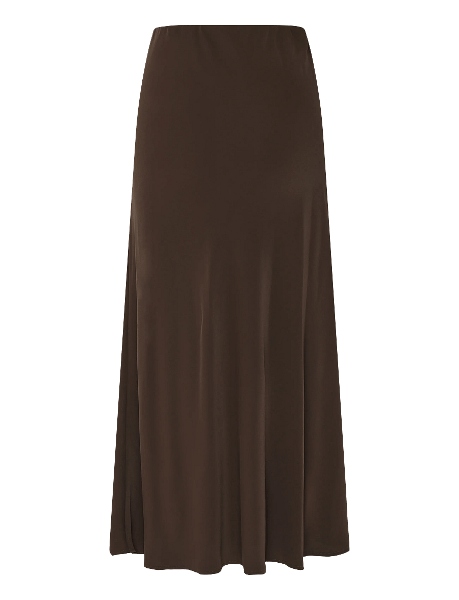 Pieces - PCFRANAN HW ANKLE SKIRT WVN NOOS BC - maxi röcke - hot fudge - 2
