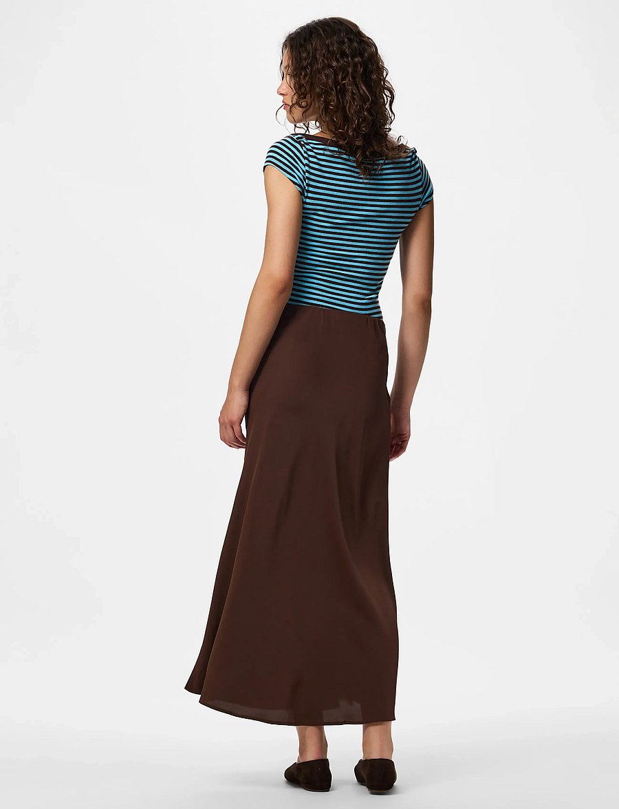 Pieces - PCFRANAN HW ANKLE SKIRT WVN NOOS BC - maxi röcke - hot fudge - 3