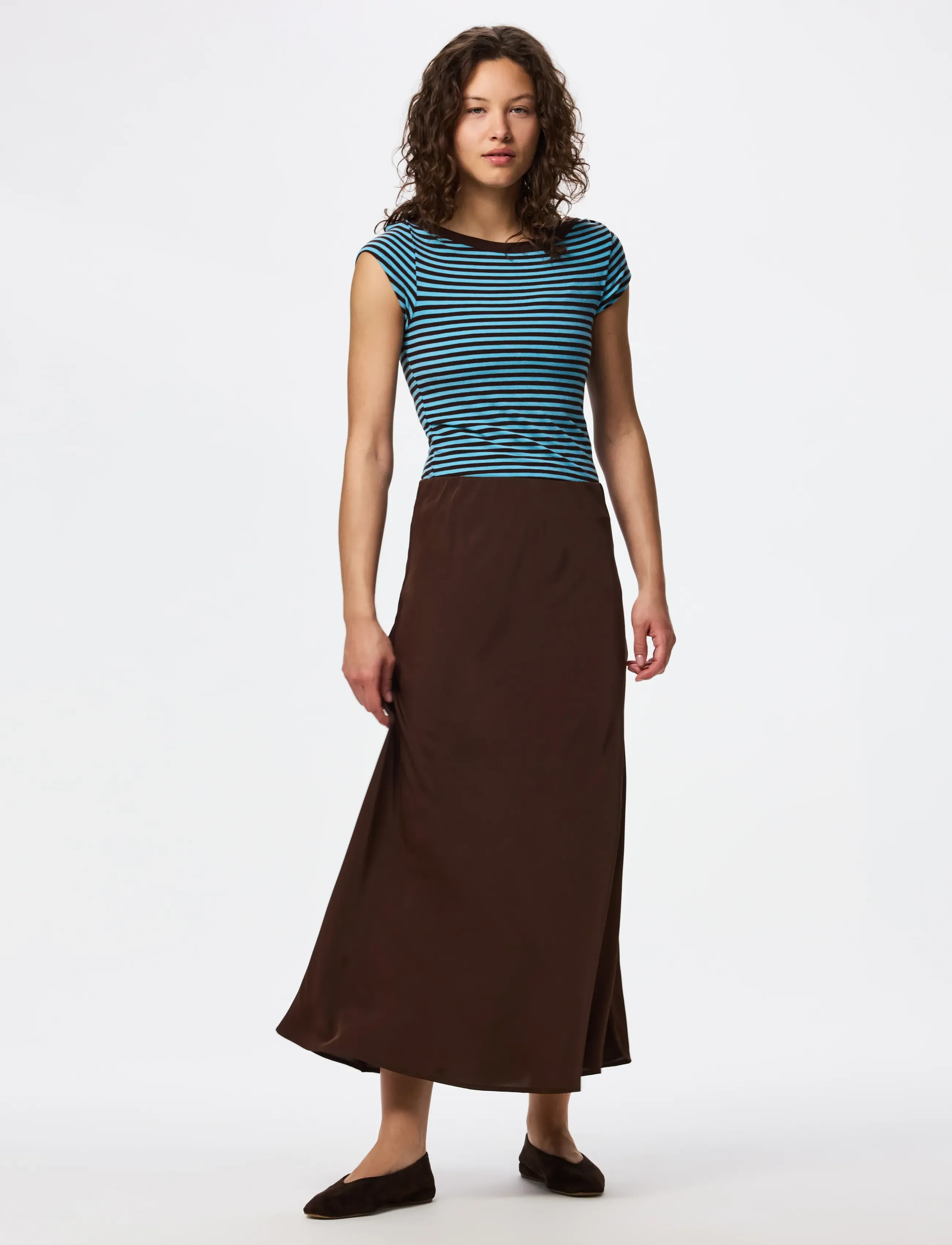 Pieces - PCFRANAN HW ANKLE SKIRT WVN NOOS BC - maxi röcke - hot fudge - 4
