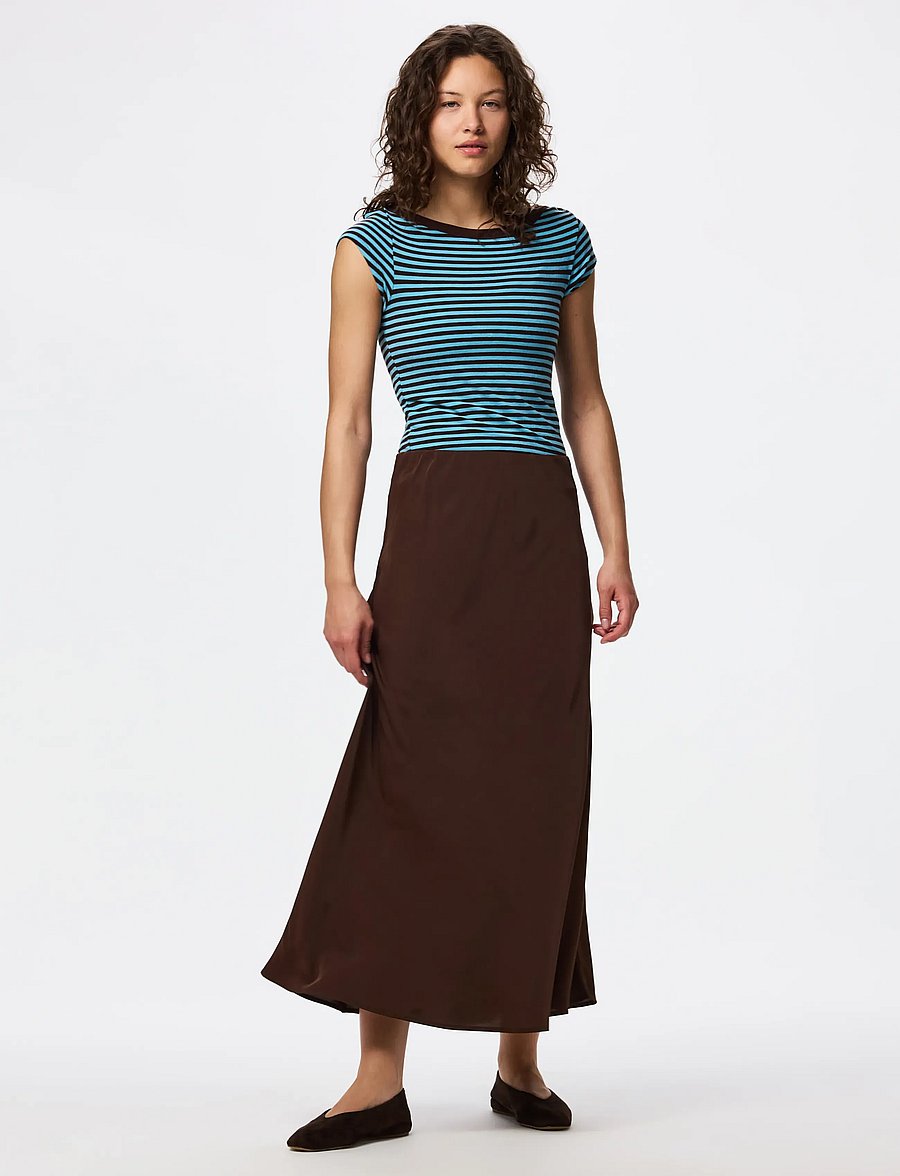 Pieces - PCFRANAN HW ANKLE SKIRT WVN NOOS BC - maxi röcke - hot fudge - 4