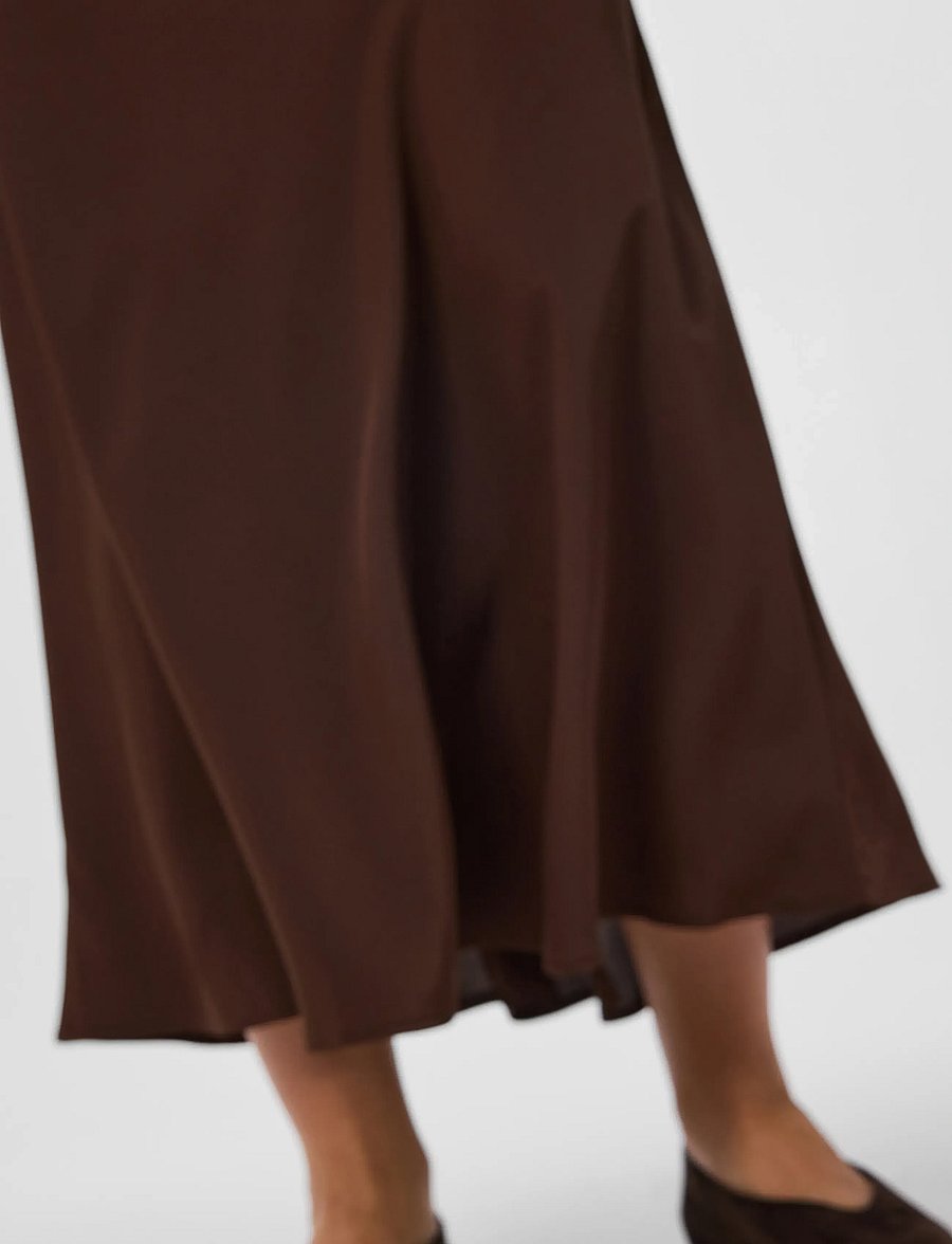 Pieces - PCFRANAN HW ANKLE SKIRT WVN NOOS BC - maxi röcke - hot fudge - 5