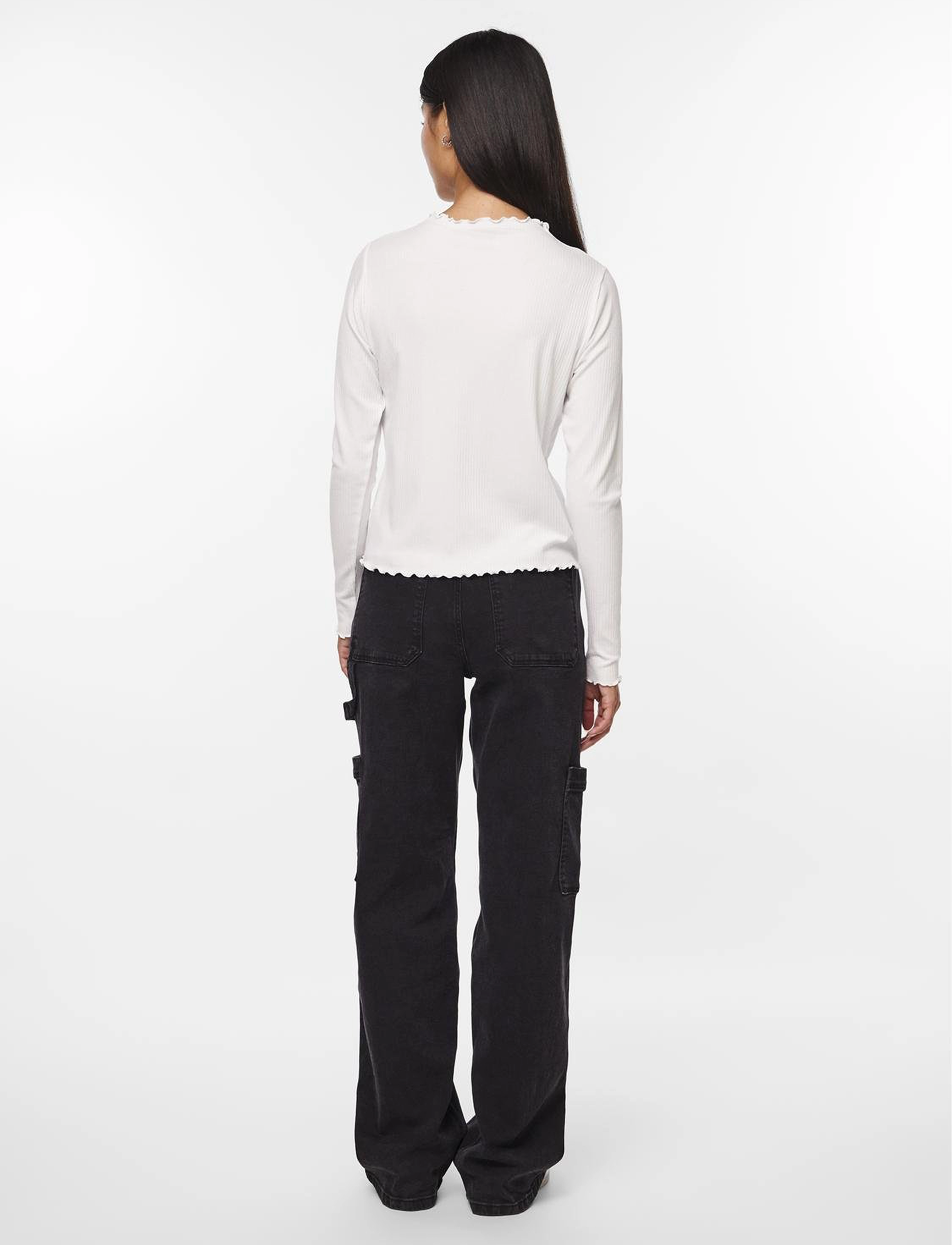 Pieces - PCNICCA LS TOP NOOS - topi ar garām piedurknēm - bright white - 3