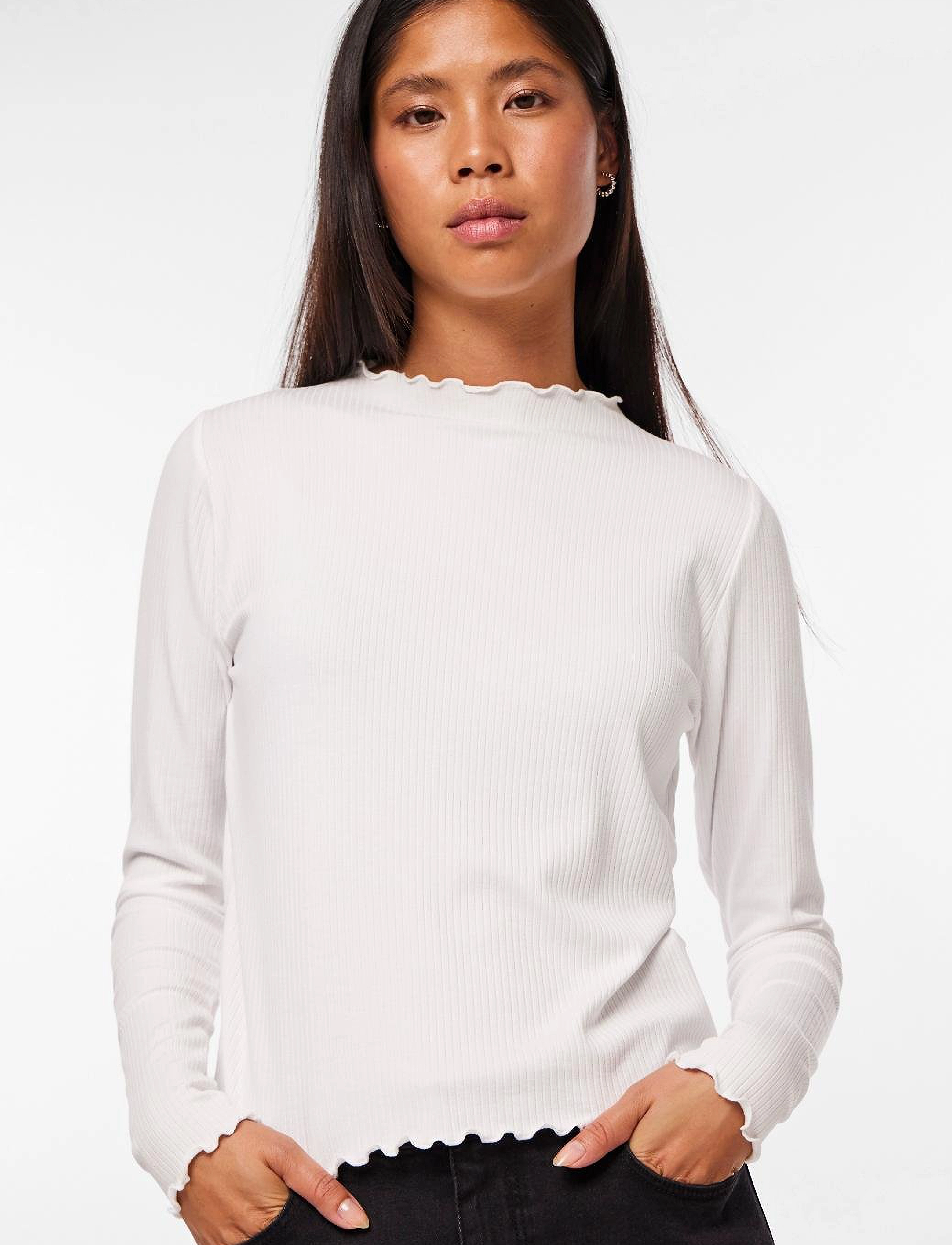 Pieces - PCNICCA LS TOP NOOS - topi ar garām piedurknēm - bright white - 5