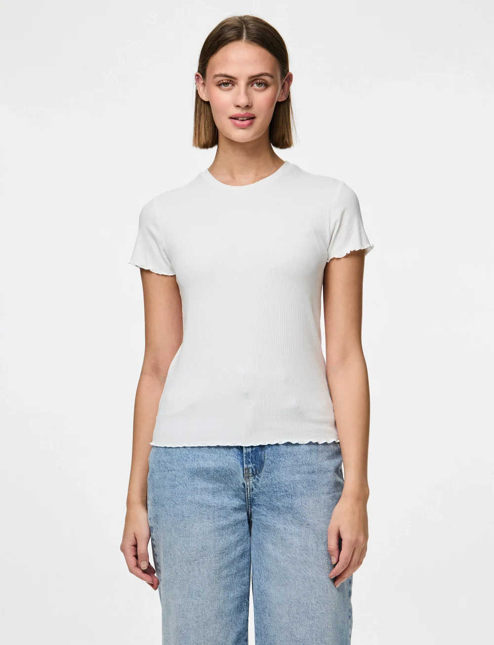 Pieces - PCNICCA SS O-NECK TOP JRS NOOS - t-shirts - bright white - 5