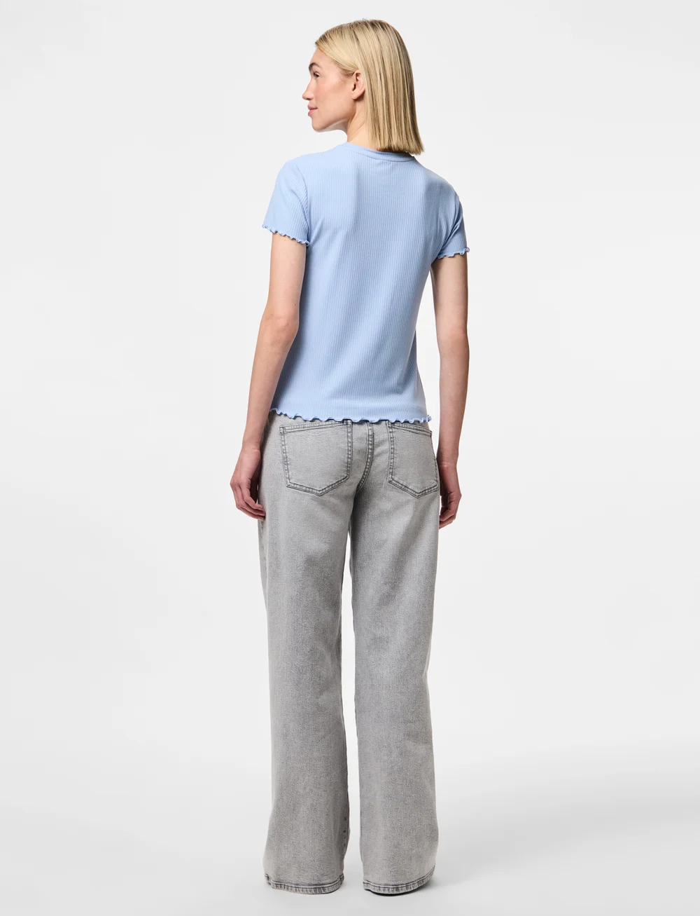 Pieces - PCNICCA SS O-NECK TOP JRS NOOS - t-shirts - cashmere blue - 3