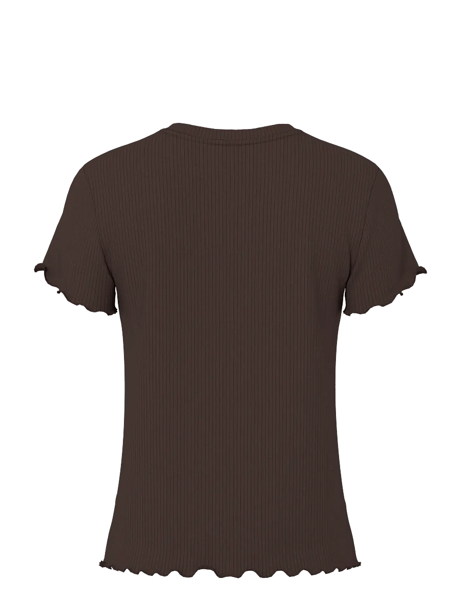 Pieces - PCNICCA SS O-NECK TOP JRS NOOS - t-särgid - hot fudge - 2