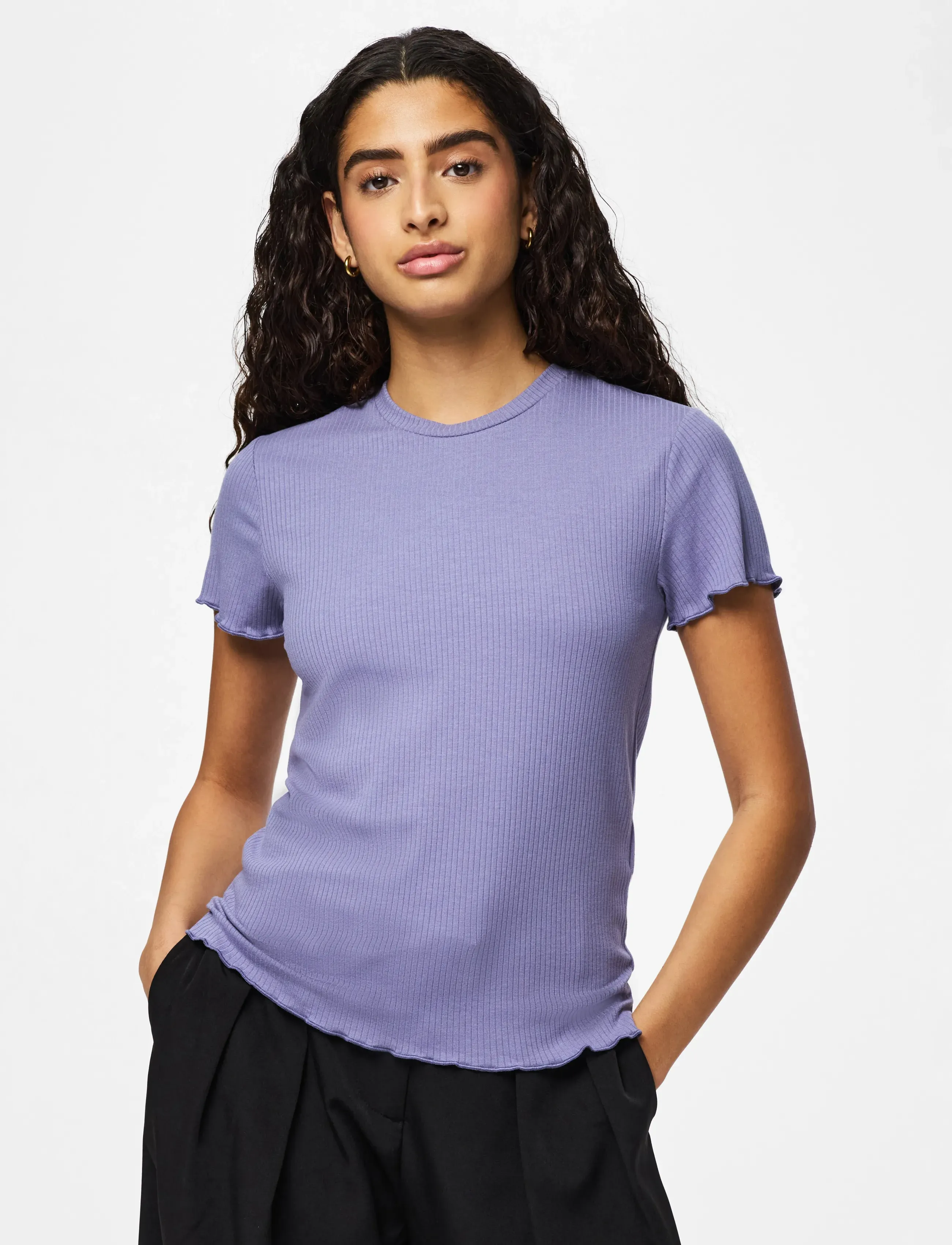 Pieces PCNICCA SS O-NECK TOP JRS NOOS - T-Shirts & Tops - SILVER BULLET / blue