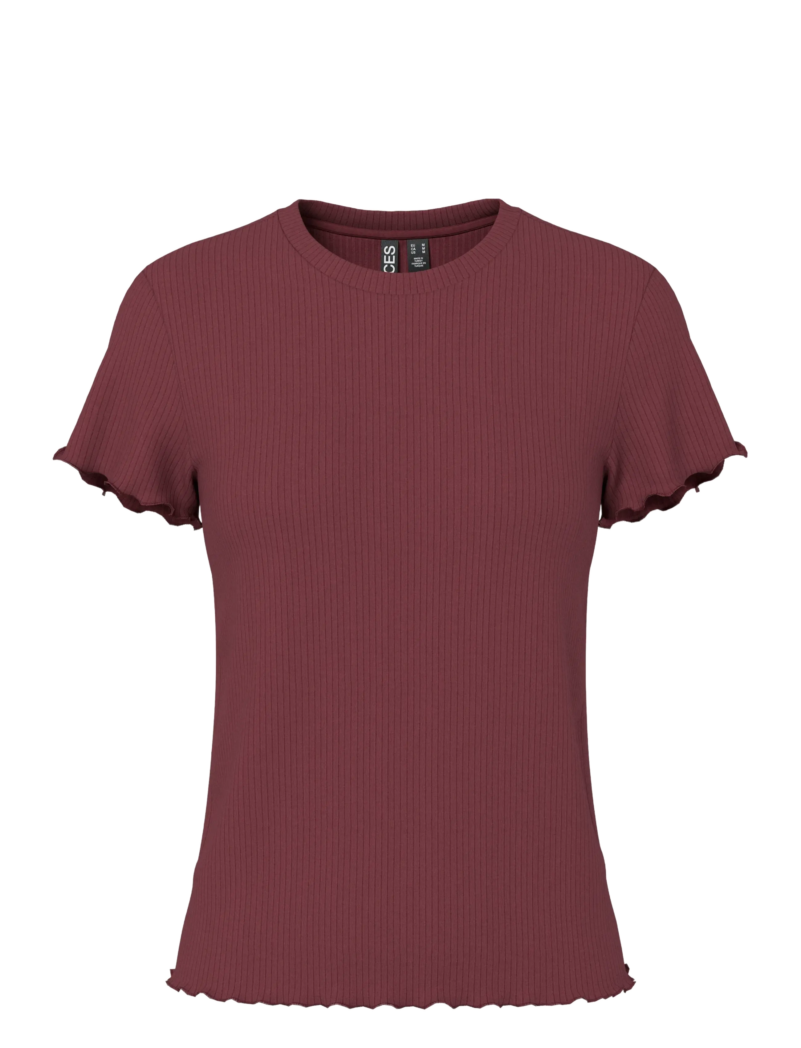 Pieces PCNICCA SS O-NECK TOP JRS NOOS - Kläder - TAWNY PORT / red