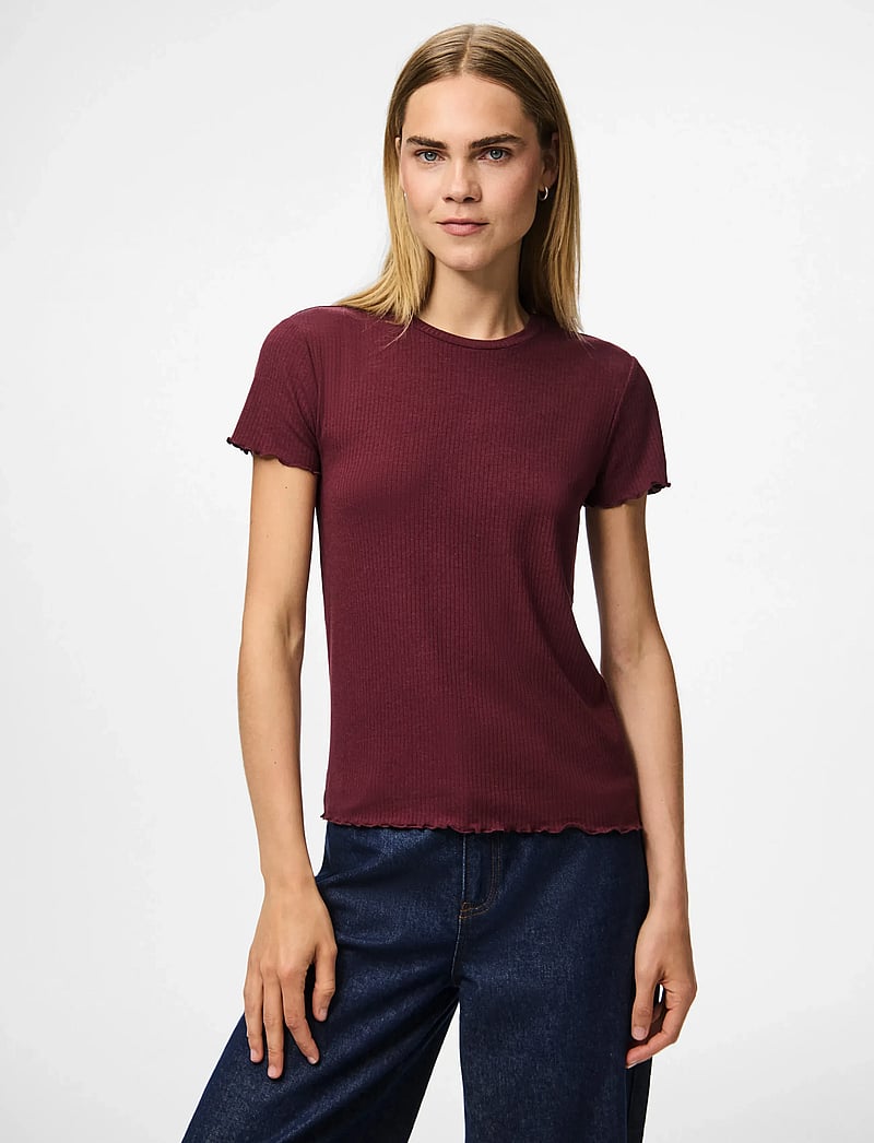 Pieces - PCNICCA SS O-NECK TOP JRS NOOS - t-shirts - tawny port - 0