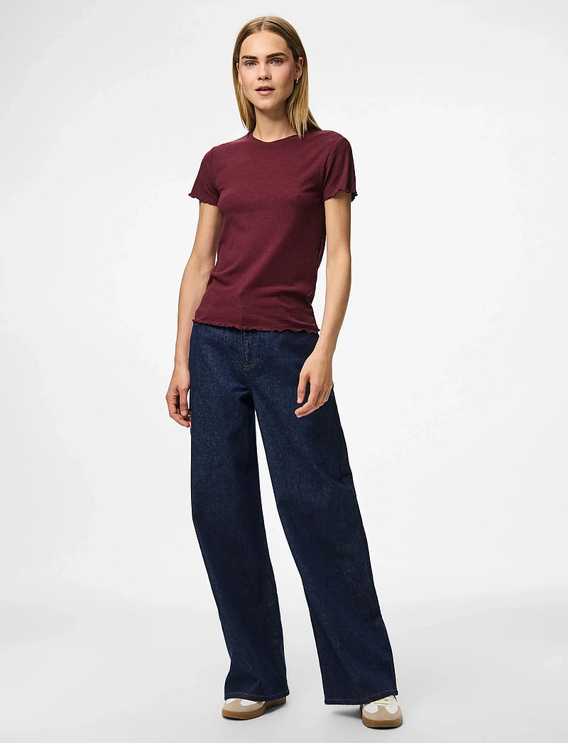 Pieces - PCNICCA SS O-NECK TOP JRS NOOS - t-shirts - tawny port - 4