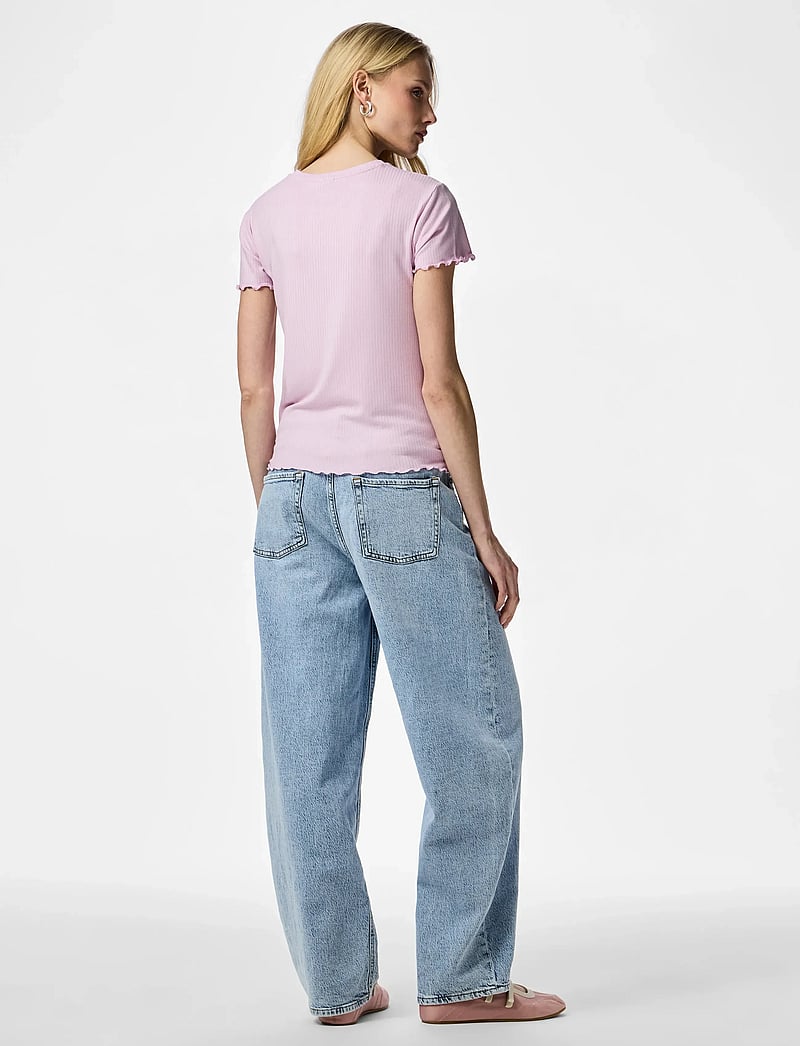 Pieces - PCNICCA SS O-NECK TOP JRS NOOS - t-shirts - winsome orchid - 3