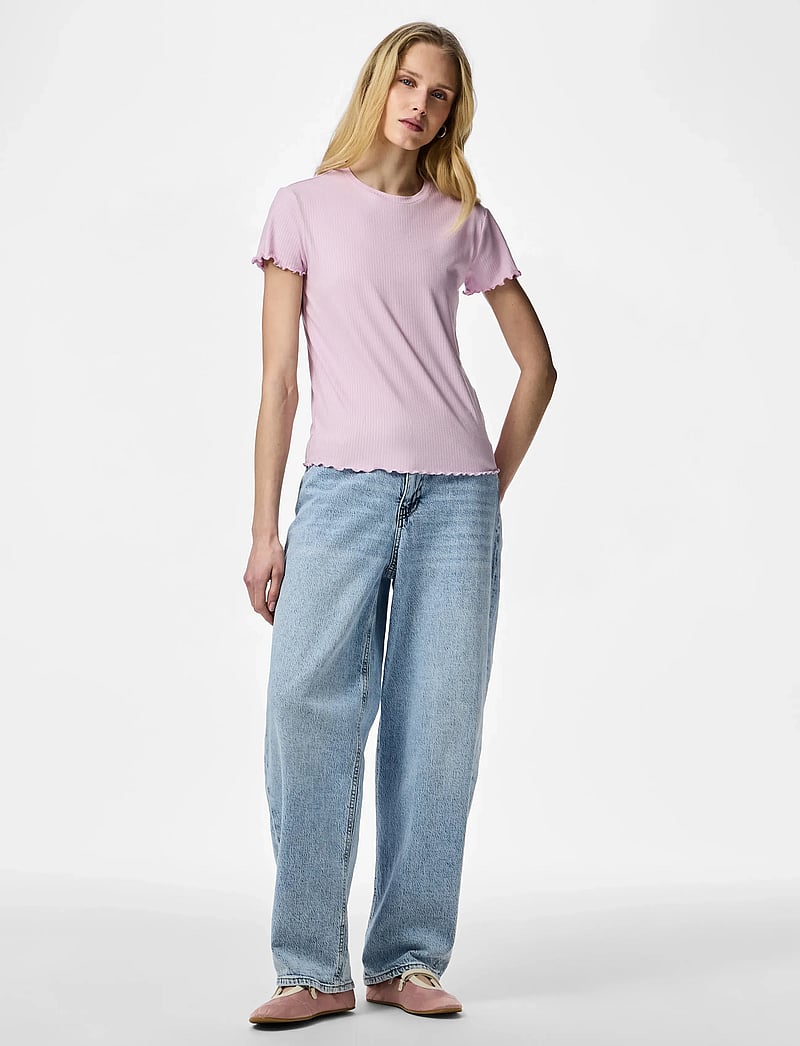 Pieces - PCNICCA SS O-NECK TOP JRS NOOS - t-shirts - winsome orchid - 4