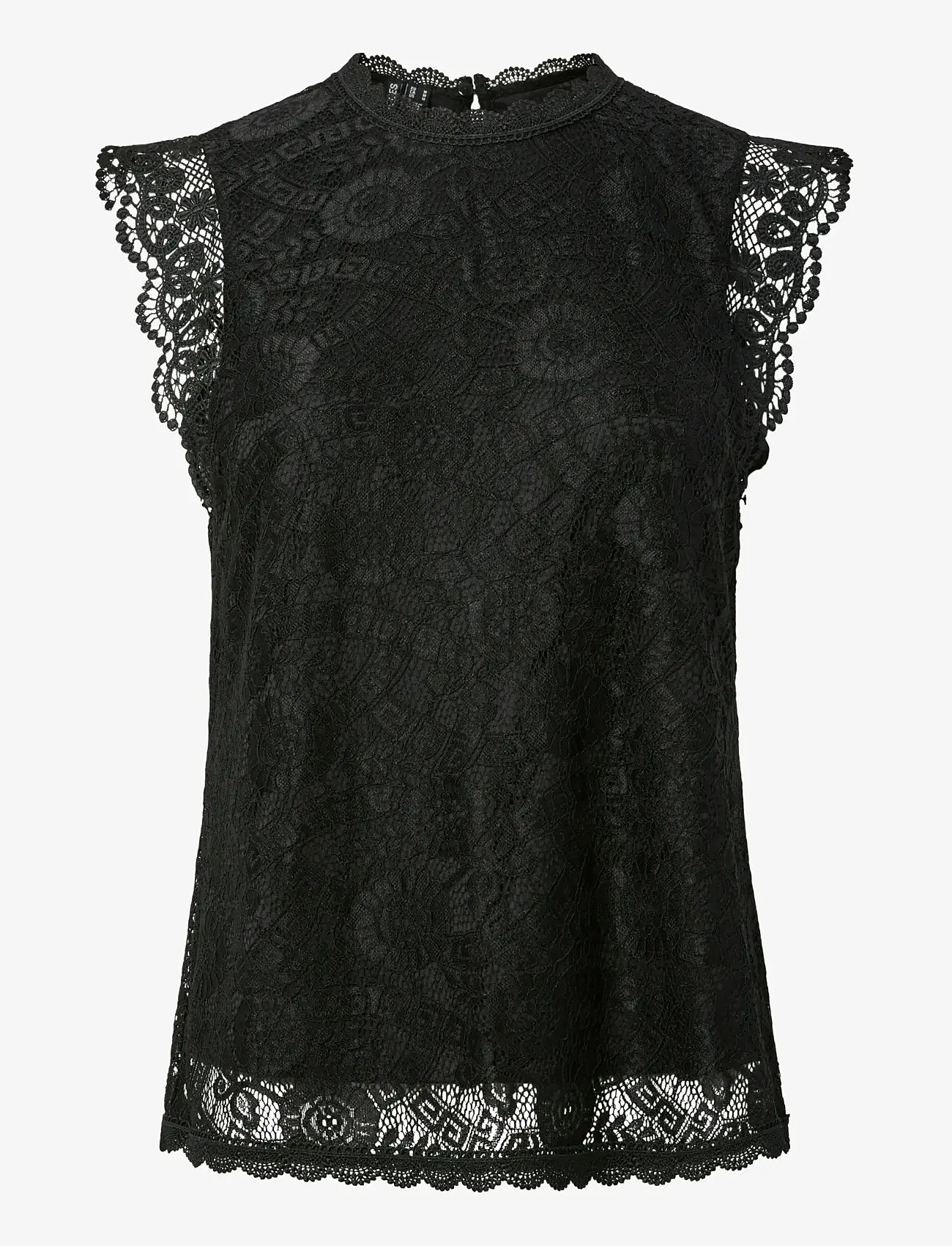 Pieces - PCOLLINE SL LACE TOP WVN NOOS - linnen - black - 1
