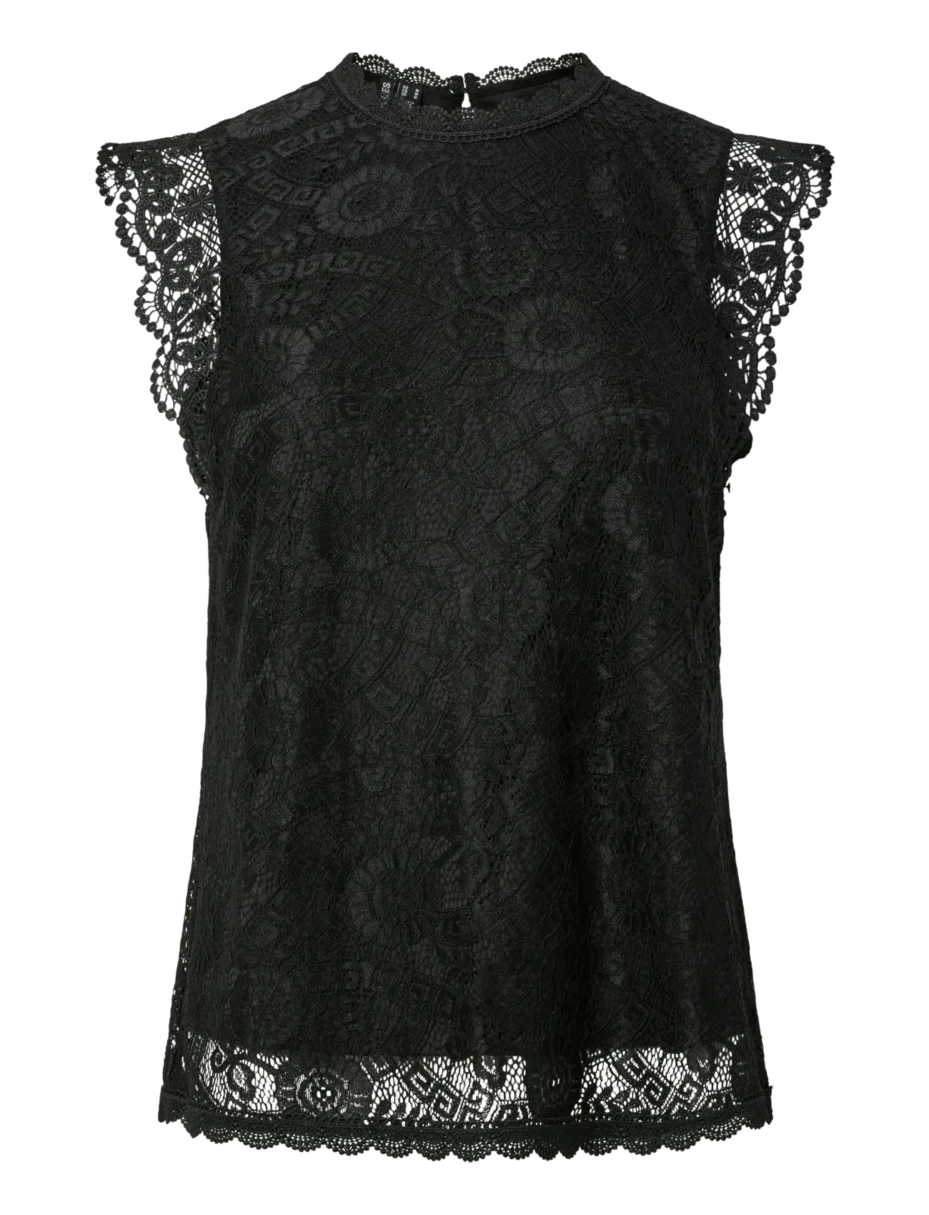 PCOLLINE SL LACE TOP WVN NOOS - BLACK