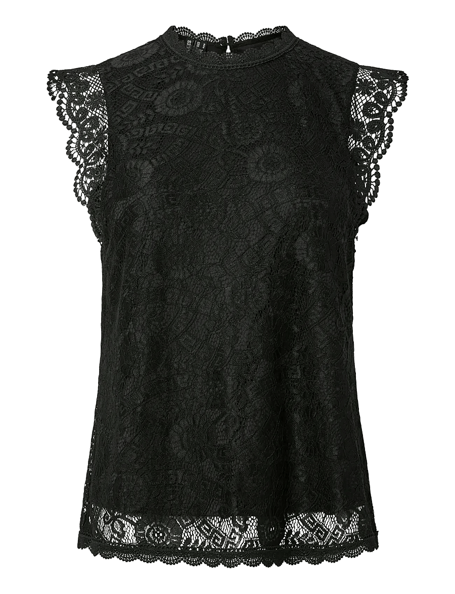 Pieces - PCOLLINE SL LACE TOP WVN NOOS - Ärmellose tops - black - 1