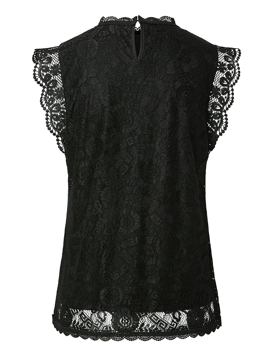 Pieces - PCOLLINE SL LACE TOP WVN NOOS - Ärmellose tops - black - 2