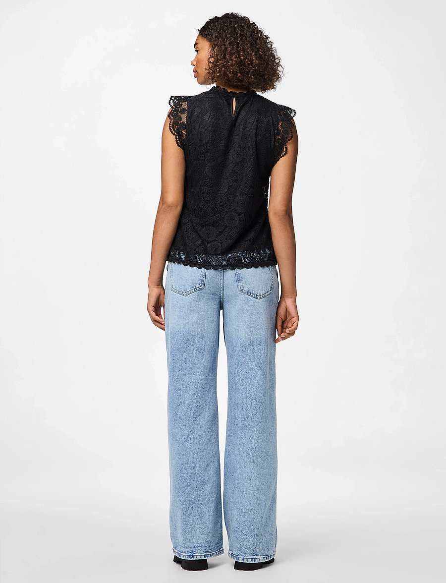 Pieces - PCOLLINE SL LACE TOP WVN NOOS - Ärmellose tops - black - 3