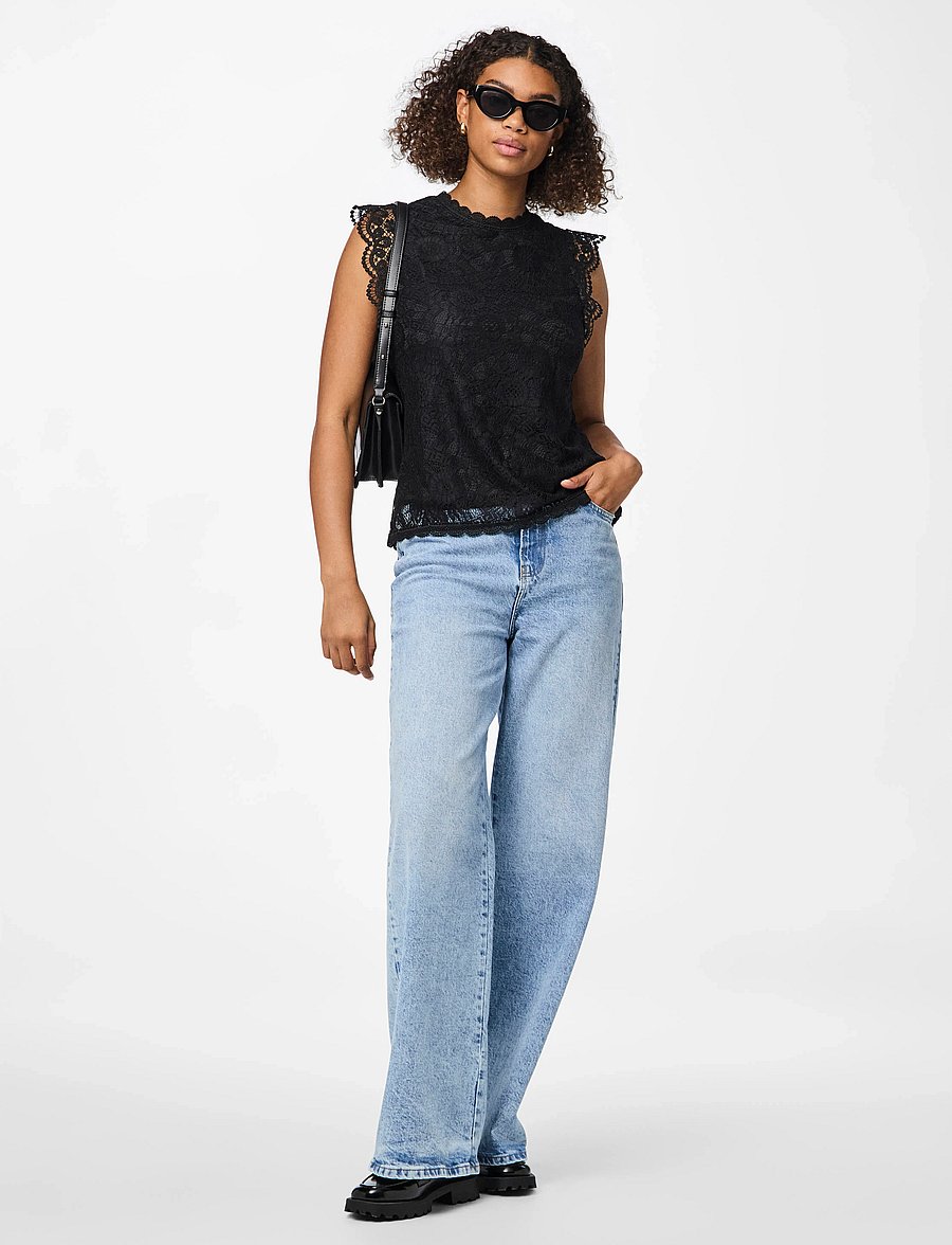 Pieces - PCOLLINE SL LACE TOP WVN NOOS - Ärmellose tops - black - 5