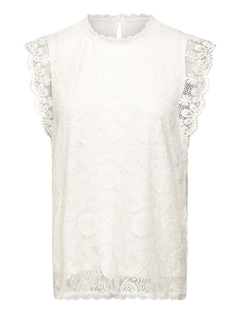 Pieces - PCOLLINE SL LACE TOP WVN NOOS - topid ja varrukateta alussärgid - cloud dancer - 1