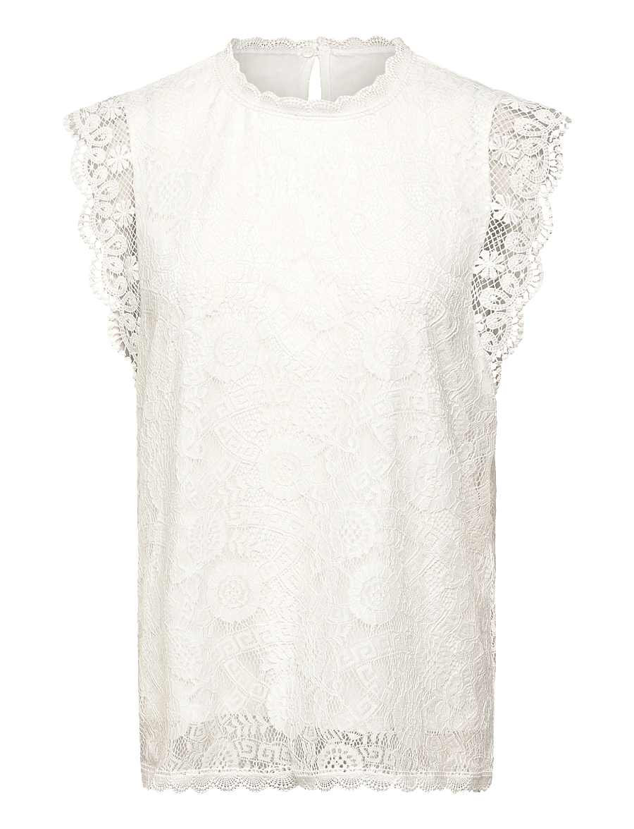 Pieces - PCOLLINE SL LACE TOP WVN NOOS - sleeveless tops - cloud dancer - 1