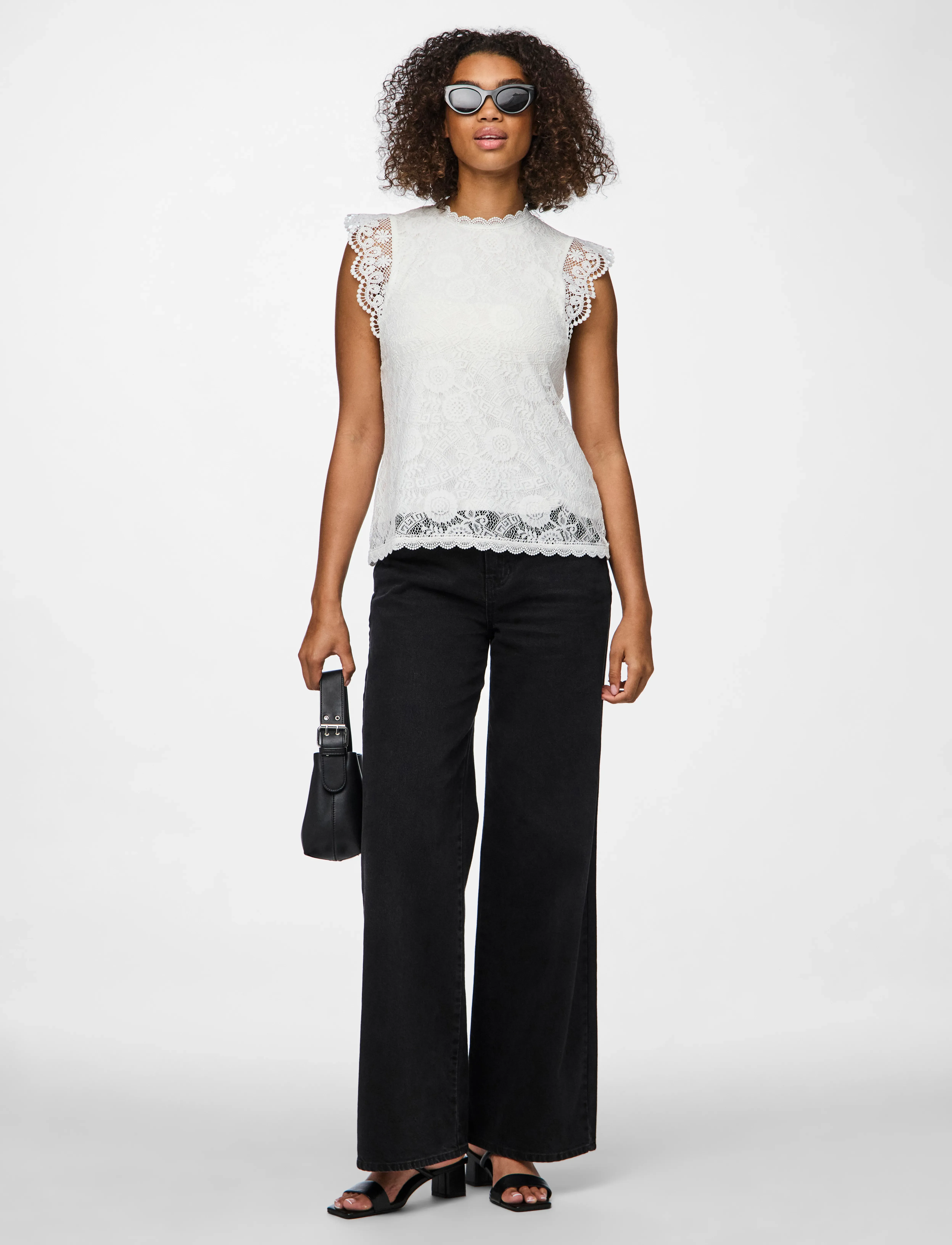 PIECES Pcolline Sl Lace Top Wvn Noos linnen dam – bild 5