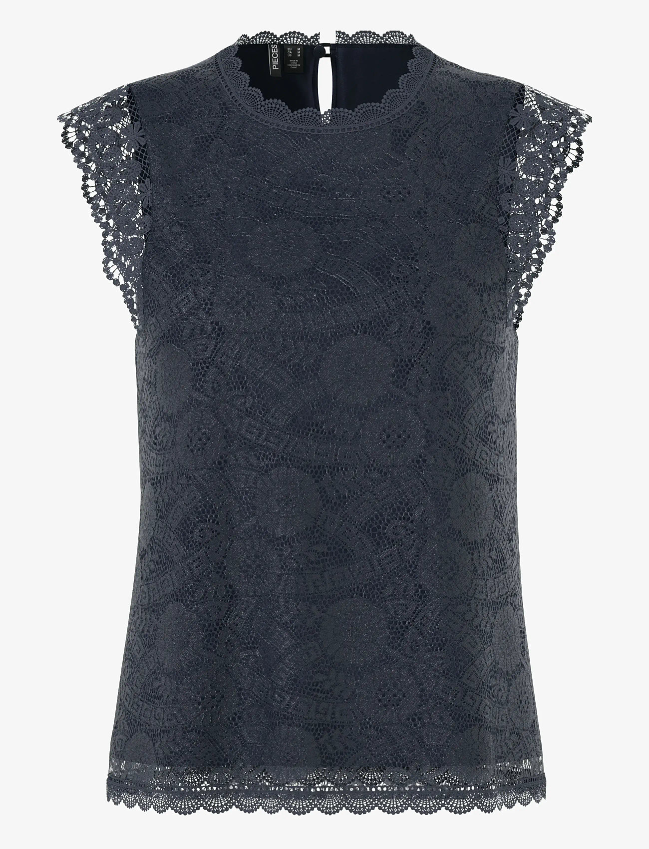 Pieces - PCOLLINE SL LACE TOP WVN NOOS - linnen - sky captain - 1