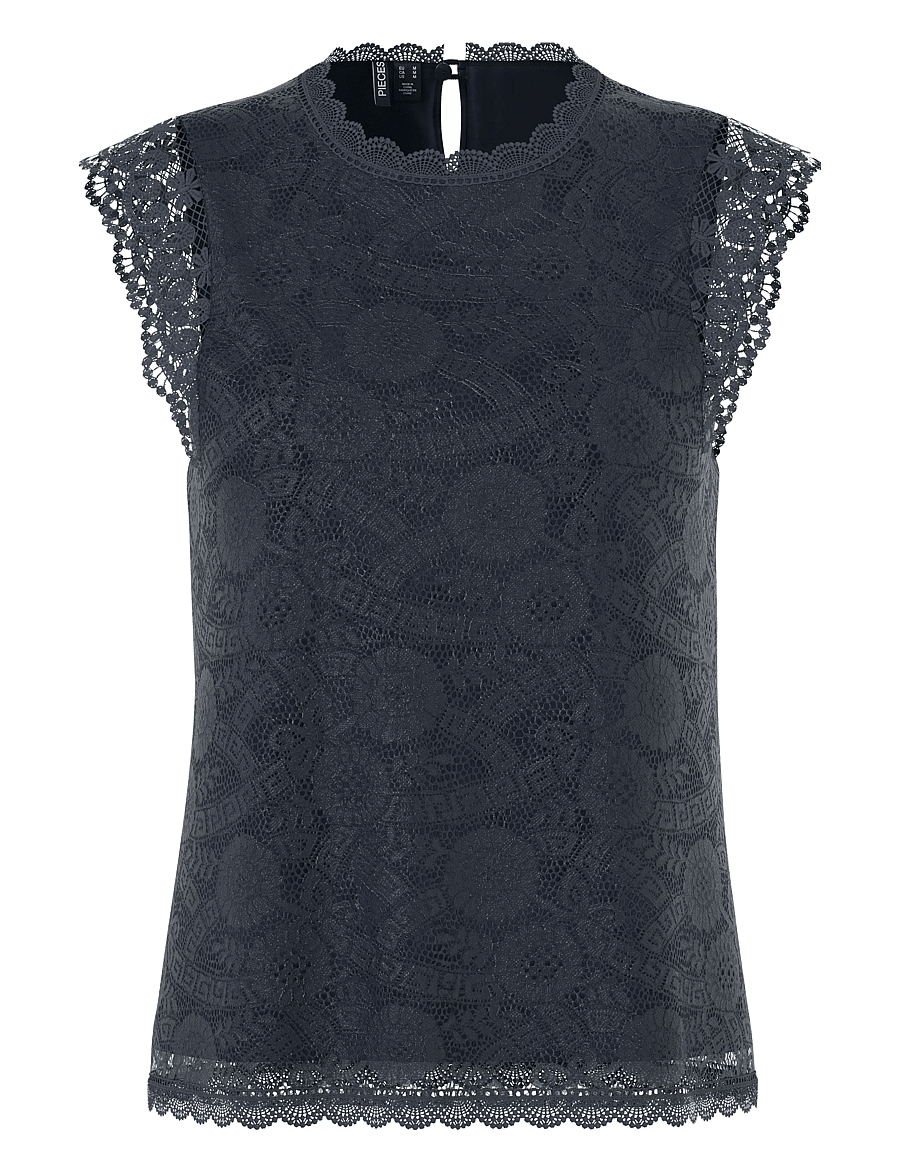 Pieces - PCOLLINE SL LACE TOP WVN NOOS - Ärmellose tops - sky captain - 1
